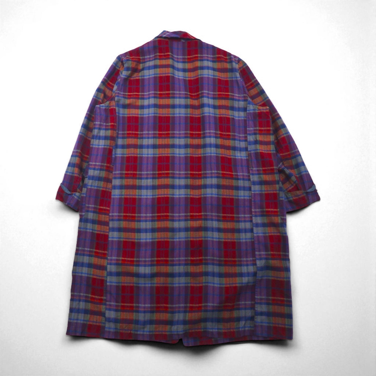 PENDLETON USA製 ガウン ノーカラーコート XL レッド ウール チェック