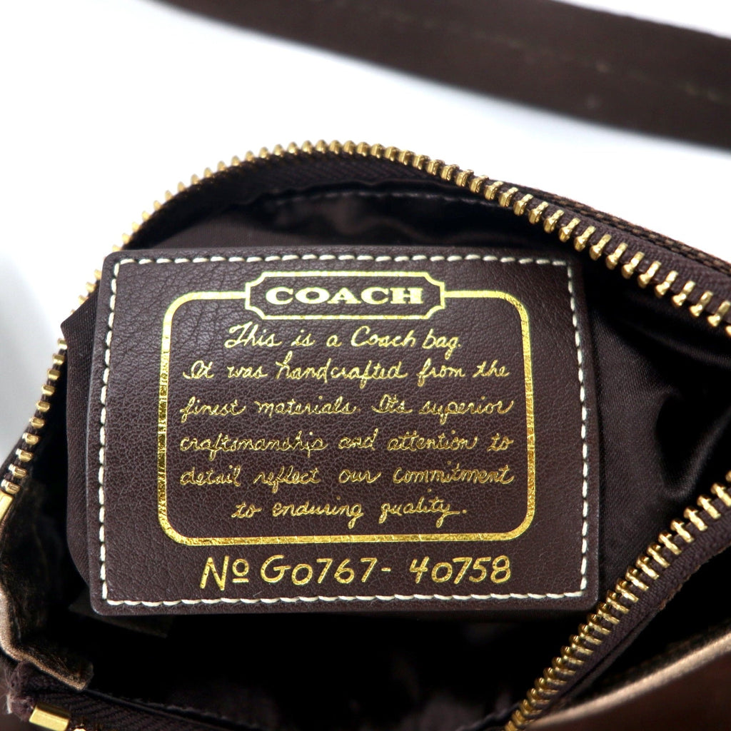 Borsa a tracolla COACH Signature Stripe Swingpack marrone in tela e pelle 40758