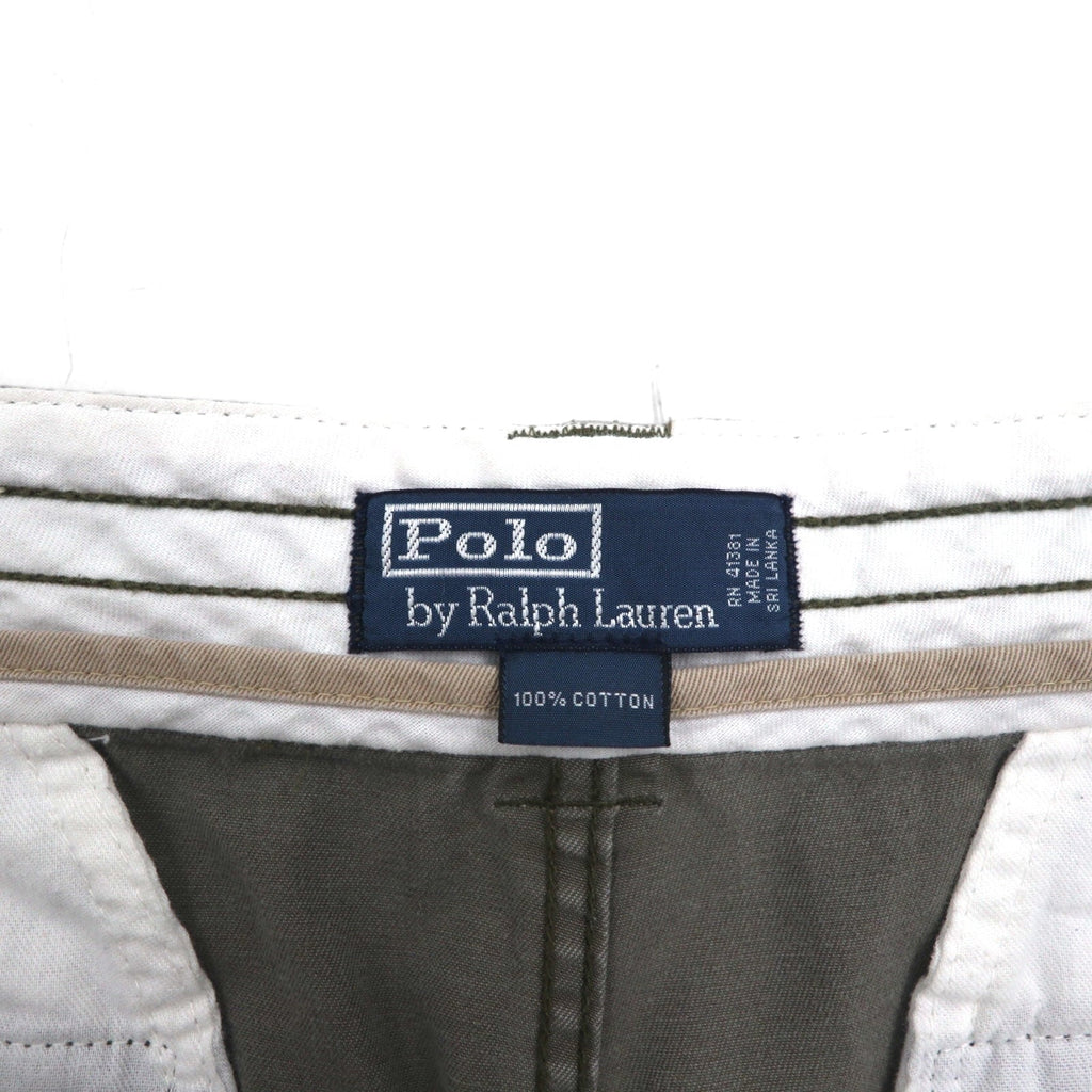 Polo by Ralph Lauren anni '90, pantaloncini cargo larghi Polo Chino, taglia XL, color cachi, in cotone, sotto il ginocchio.