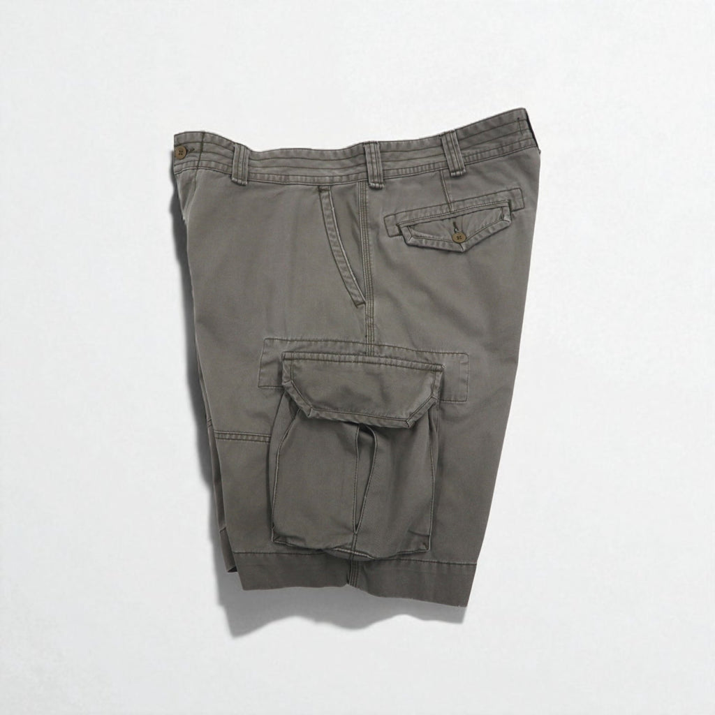 Polo by Ralph Lauren anni '90, pantaloncini cargo larghi Polo Chino, taglia XL, color cachi, in cotone, sotto il ginocchio.