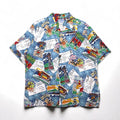 Reyn Spooner × WARNER BROS. Looney Tunes Camicia Aloha XL Blu Rayon Colletto aperto Stampa all-over Personaggi