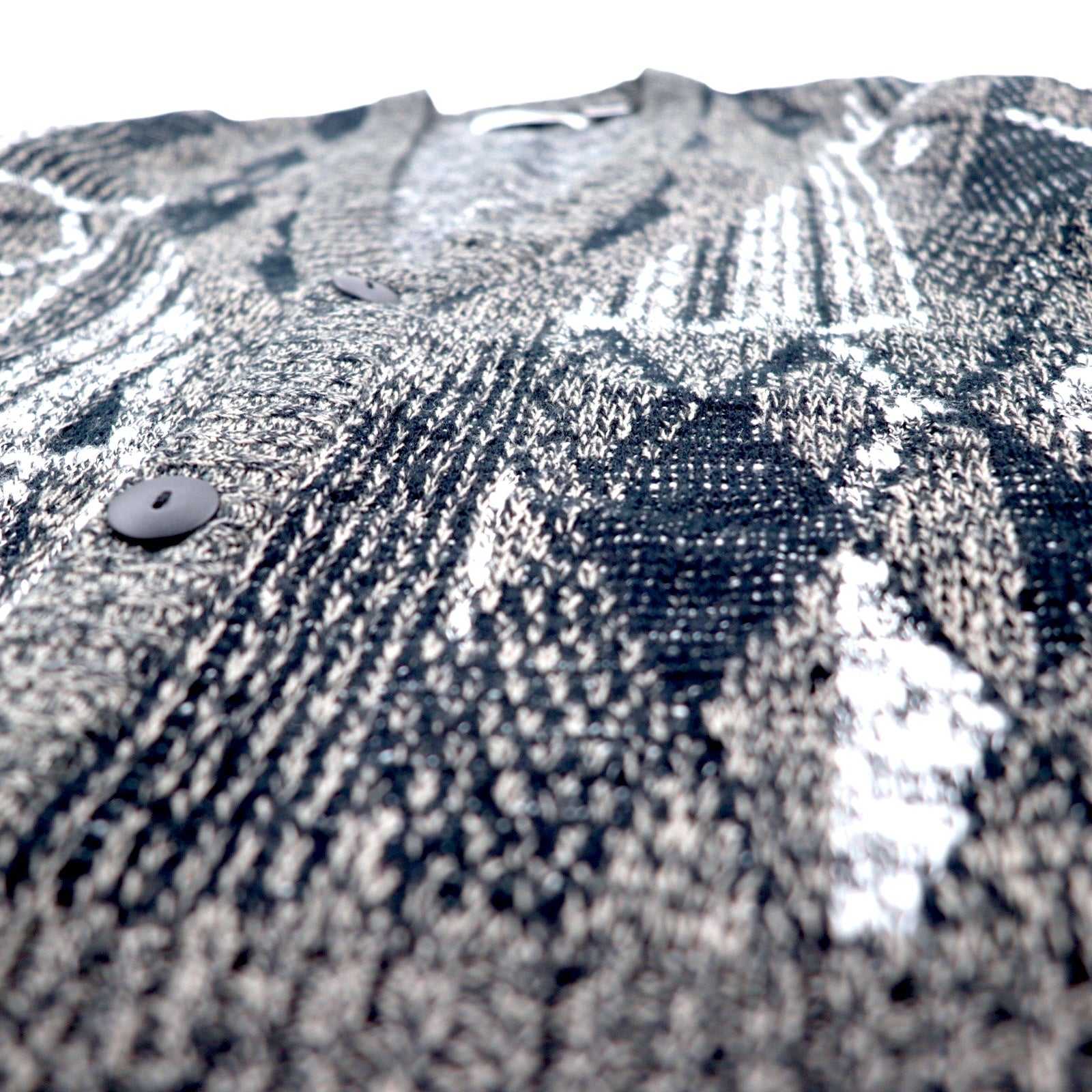 Anni '90 Michael Gerald Cardigan in maglia jacquard all-over M Grigio Acrilico