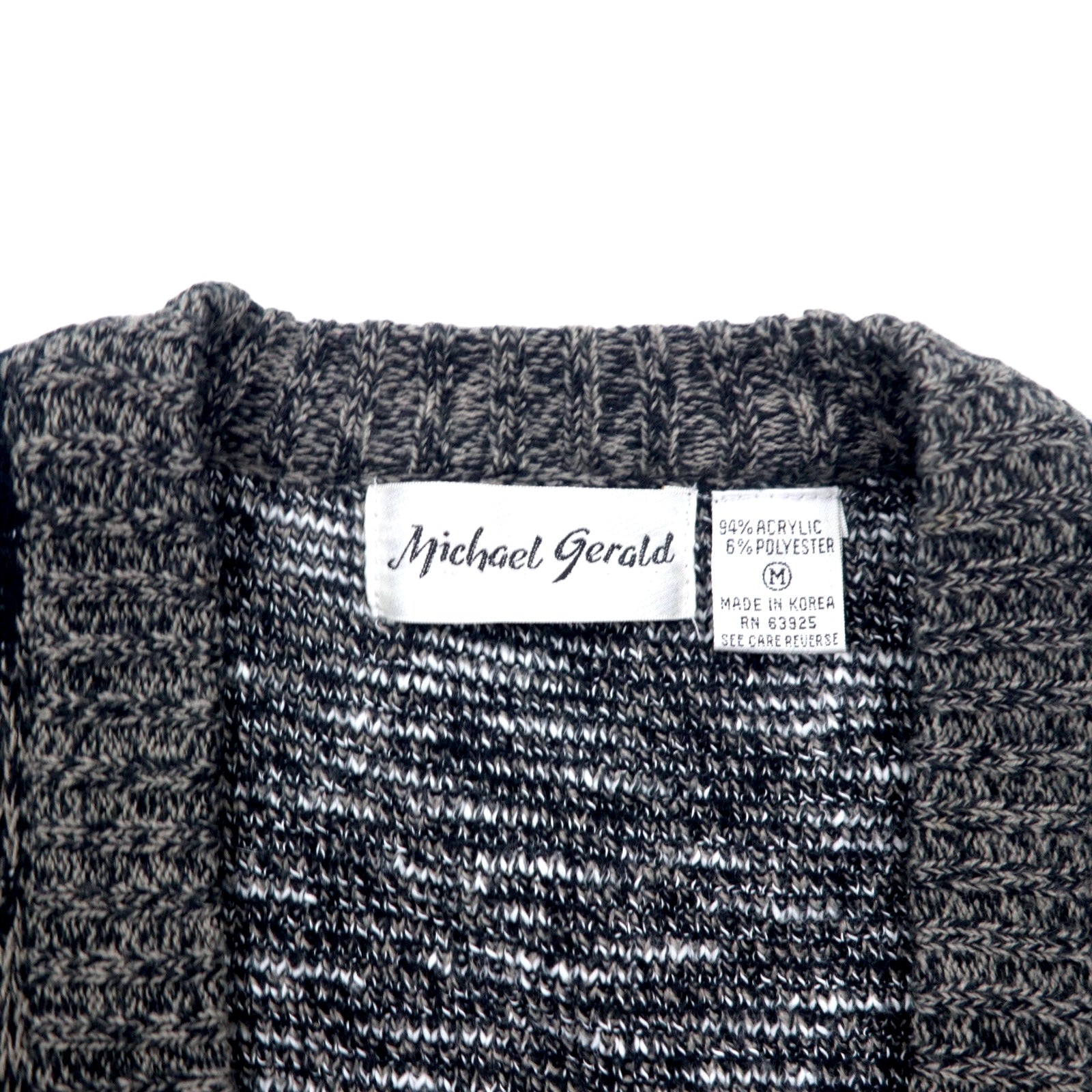 Anni '90 Michael Gerald Cardigan in maglia jacquard all-over M Grigio Acrilico