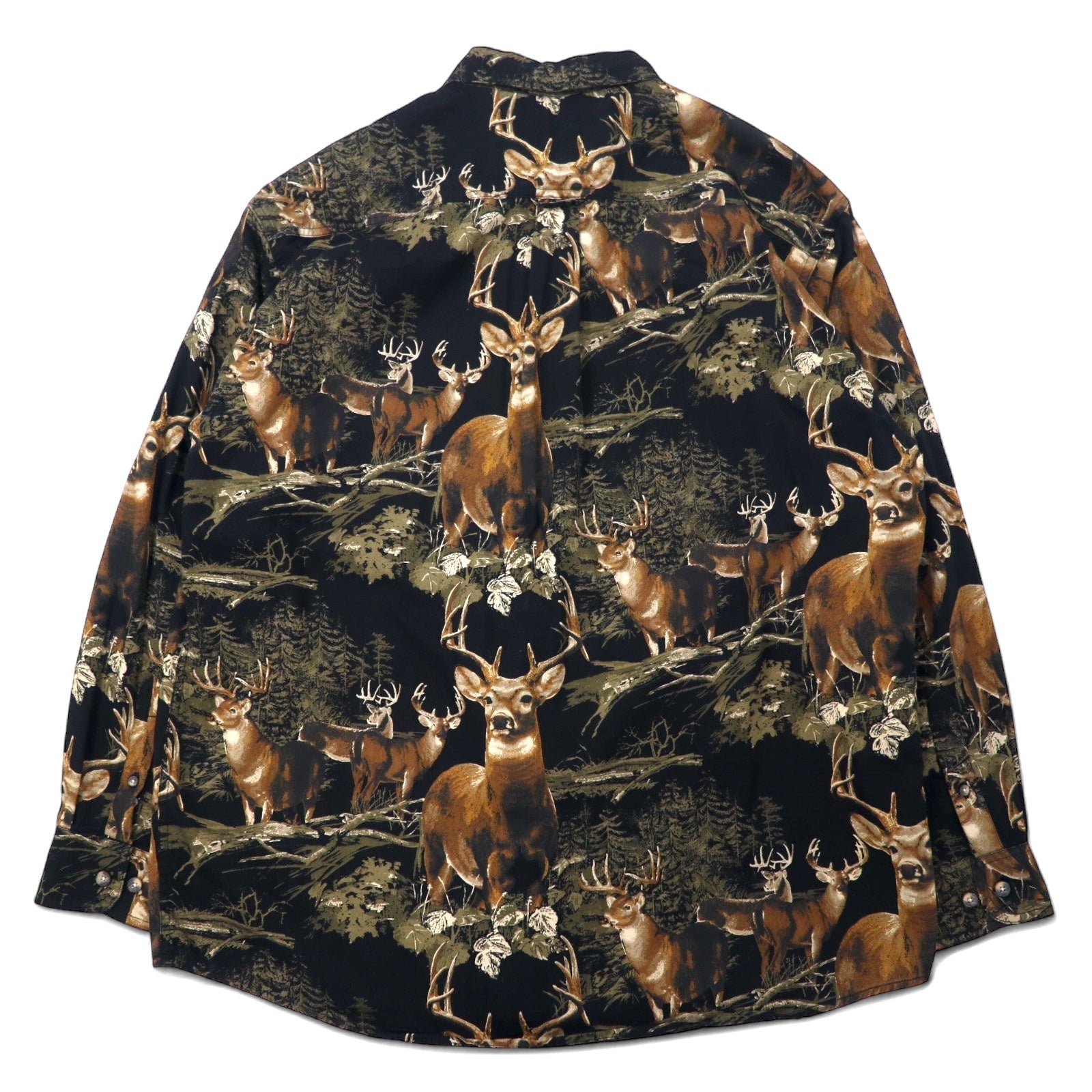 RED HEAD Camicia Button Down L Nero Cotone Fantasia Animali Cervo