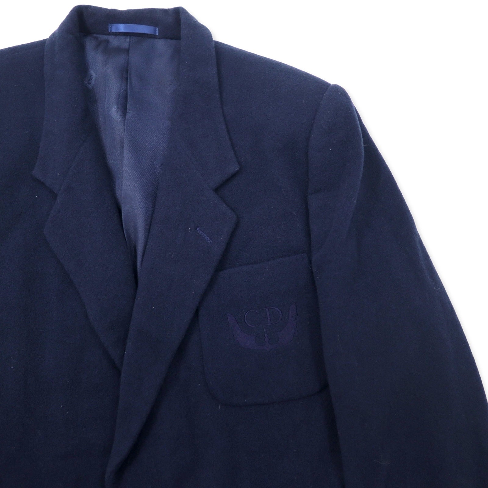 Christian Dior MONSIEUR Giacca sartoriale vecchia 2 bottoni L Blu scuro Lana d'agnello Ricamo logo monoposto Made in Japan