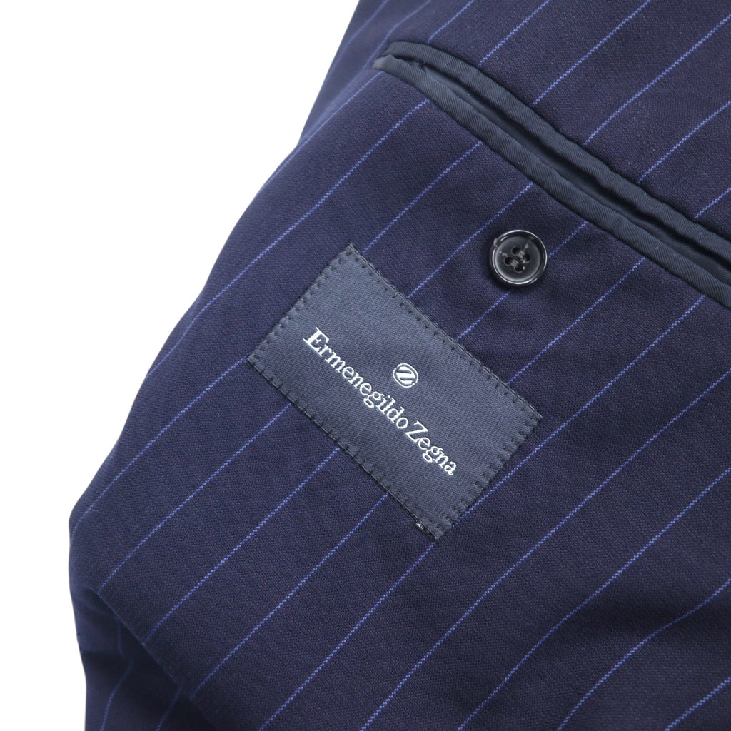 Ermenegildo Zegna Made in Switzerland Giacca sartoriale 3 bottoni L Blu Navy Lana Rigata