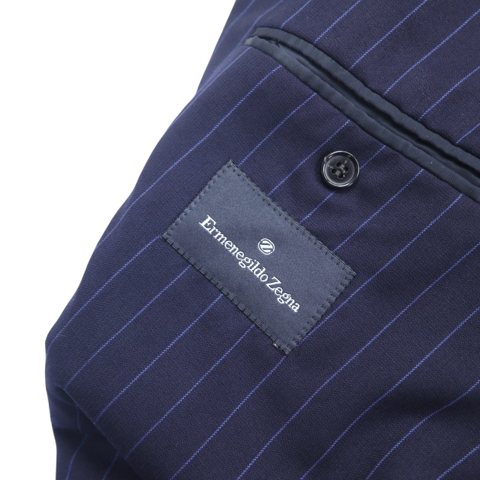 Ermenegildo Zegna Made in Switzerland Giacca sartoriale 3 bottoni L Blu Navy Lana Rigata