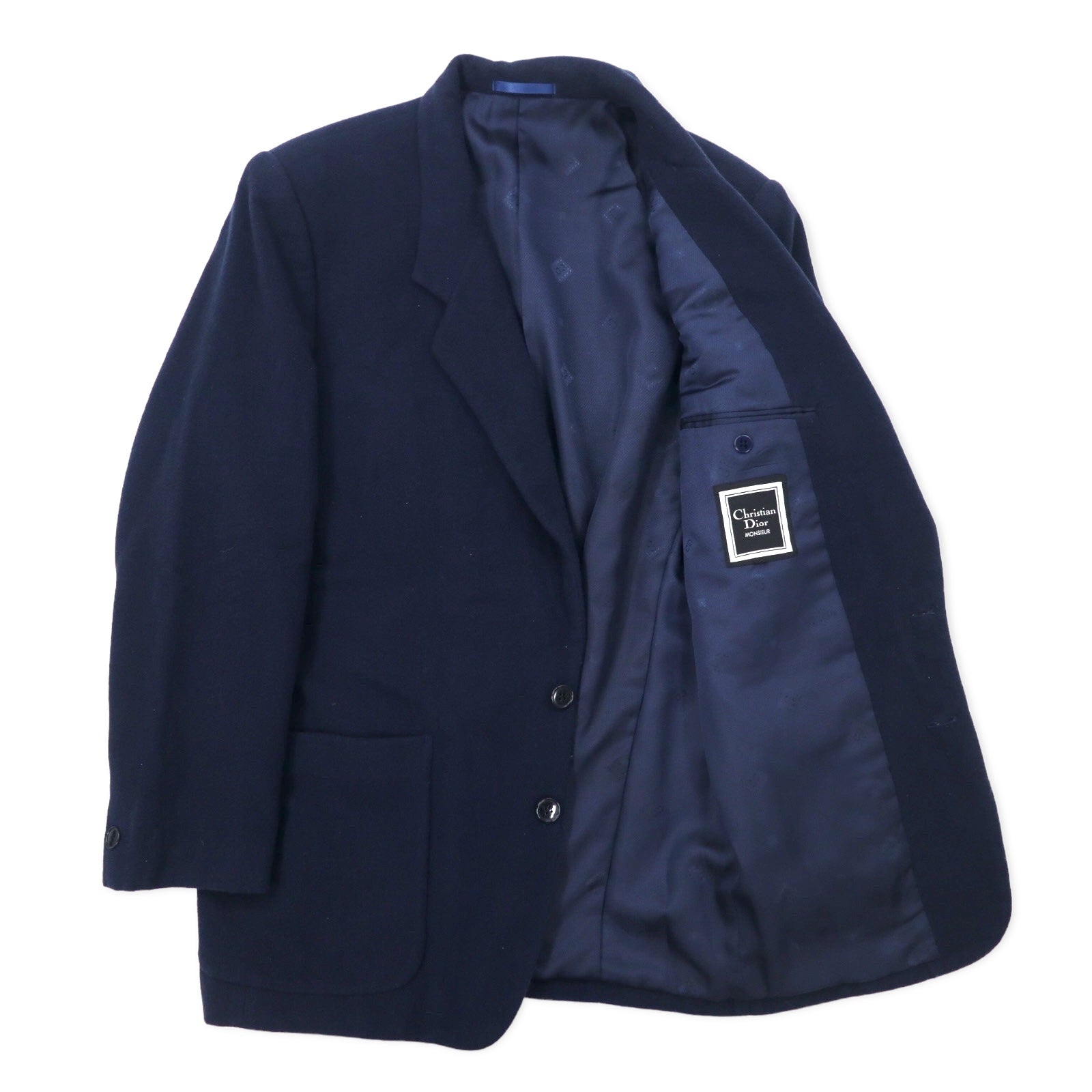 Christian Dior MONSIEUR Giacca sartoriale vecchia 2 bottoni L Blu scuro Lana d'agnello Ricamo logo monoposto Made in Japan
