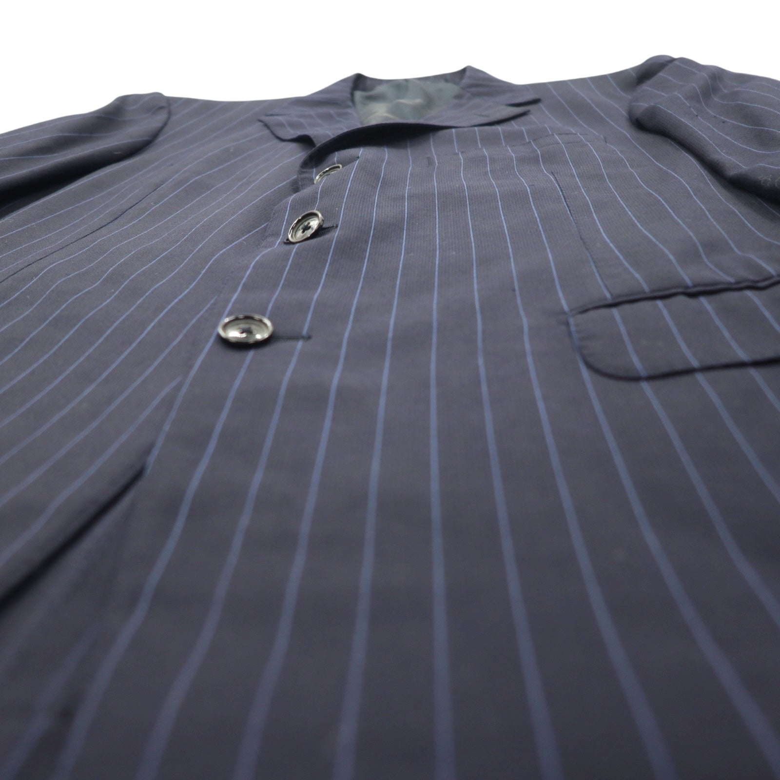 Ermenegildo Zegna Made in Switzerland Giacca sartoriale 3 bottoni L Blu Navy Lana Rigata