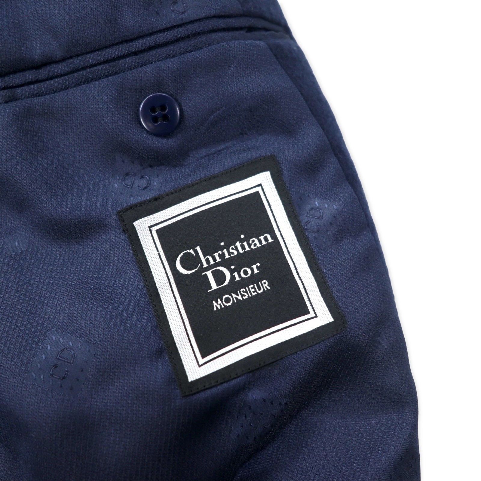Christian Dior MONSIEUR Giacca sartoriale vecchia 2 bottoni L Blu scuro Lana d'agnello Ricamo logo monoposto Made in Japan