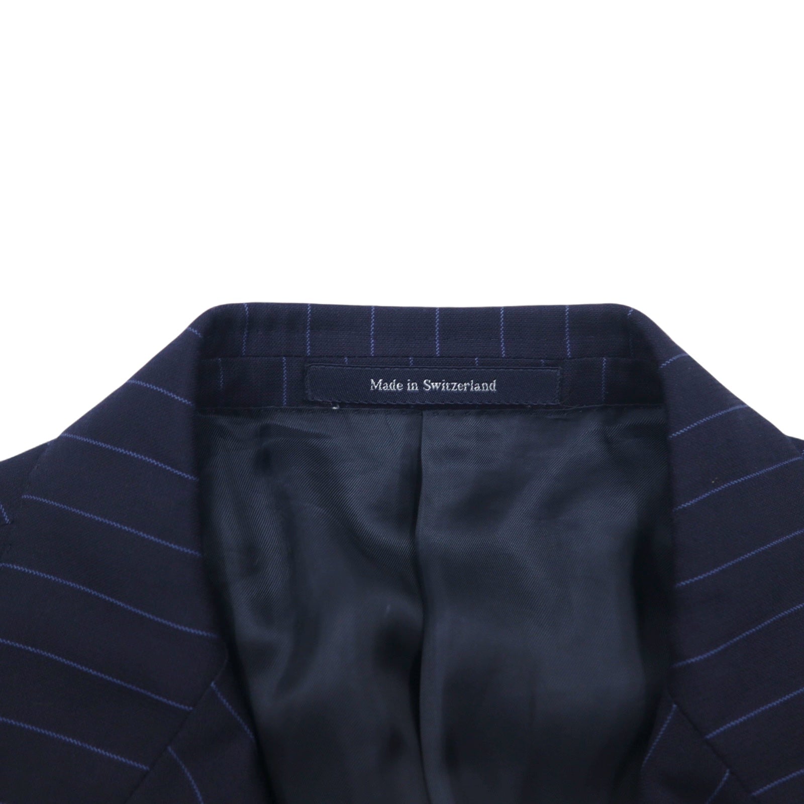 Ermenegildo Zegna Made in Switzerland Giacca sartoriale 3 bottoni L Blu Navy Lana Rigata