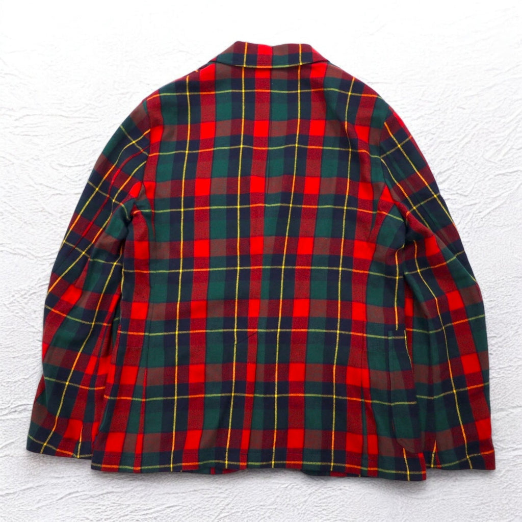 POLO RALPH LAUREN タータンチェック 3B フランネル テーラードジャケット L レッド コットン