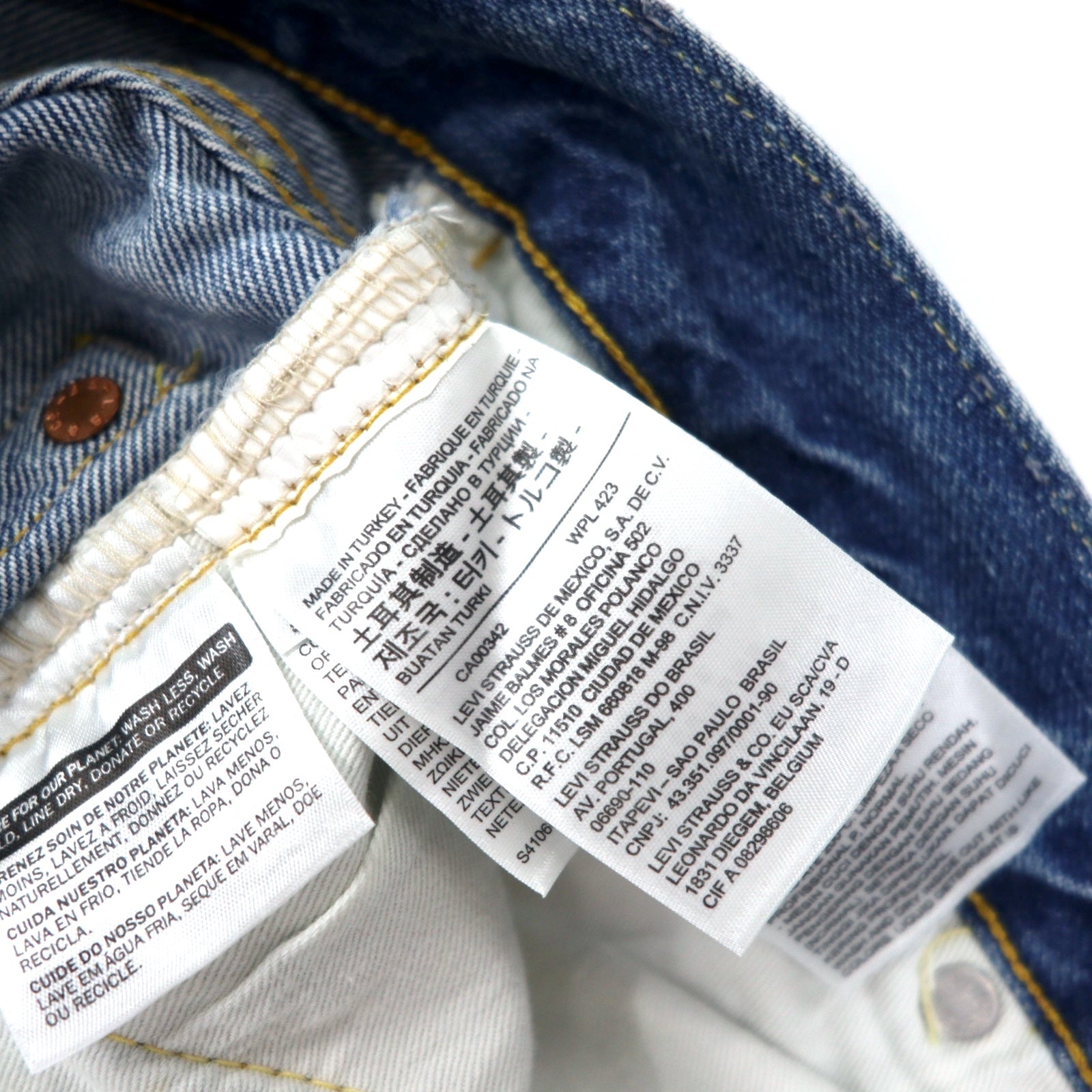 LEVI'S VINTAGE CLOTHING (LVC) 501ZXX Modello 1954 Big E Jeans Denim con cimosa 30 Blu Cotone Cucitura rossa Cerniera 42TALON Toppa in pelle 50154-0081 Fatto in Turchia