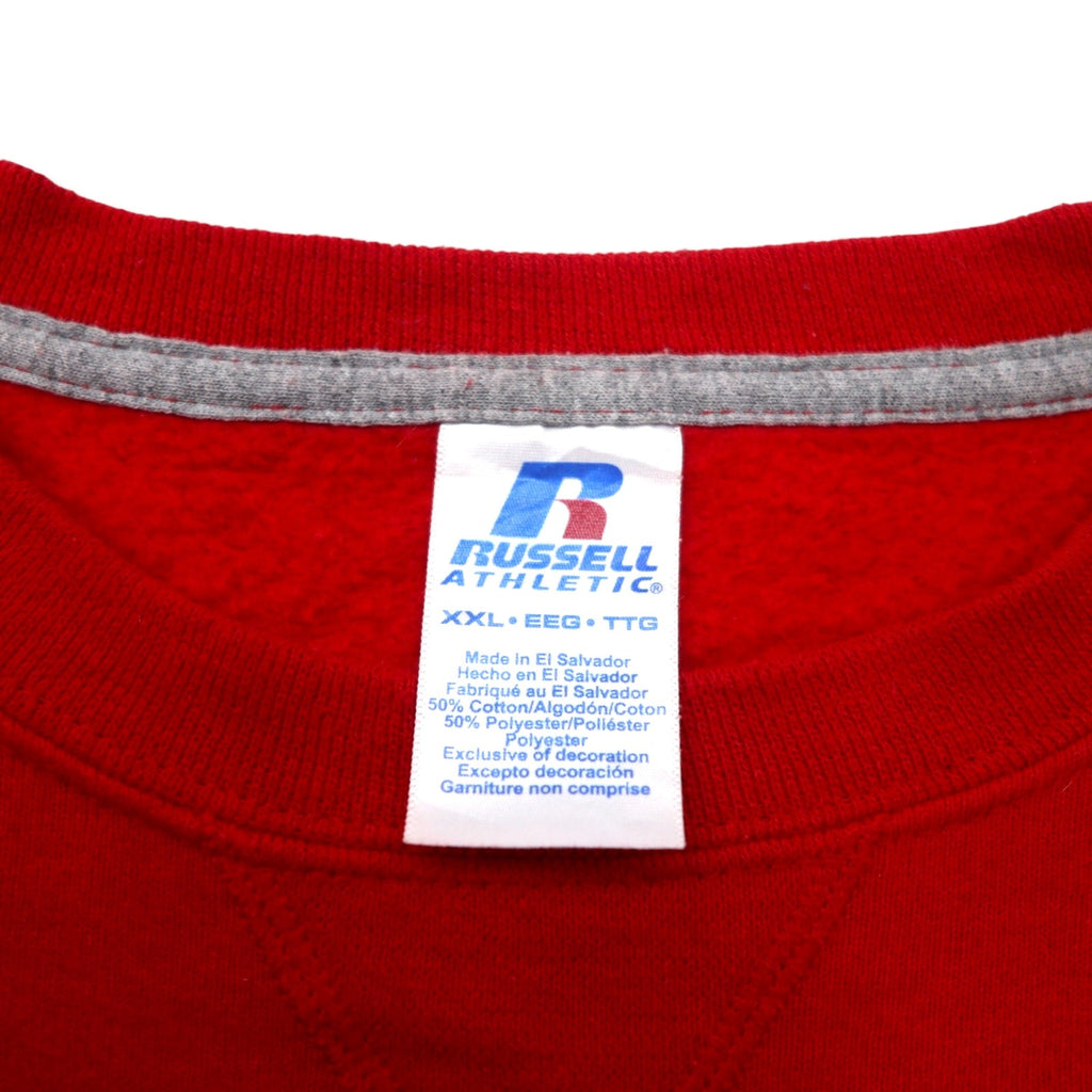 RUSSELL ATHLETIC felpa stampa college XXL rossa cotone felpato spazzolato scollo a V NCAA football NORTH ROCKLAND taglia grande