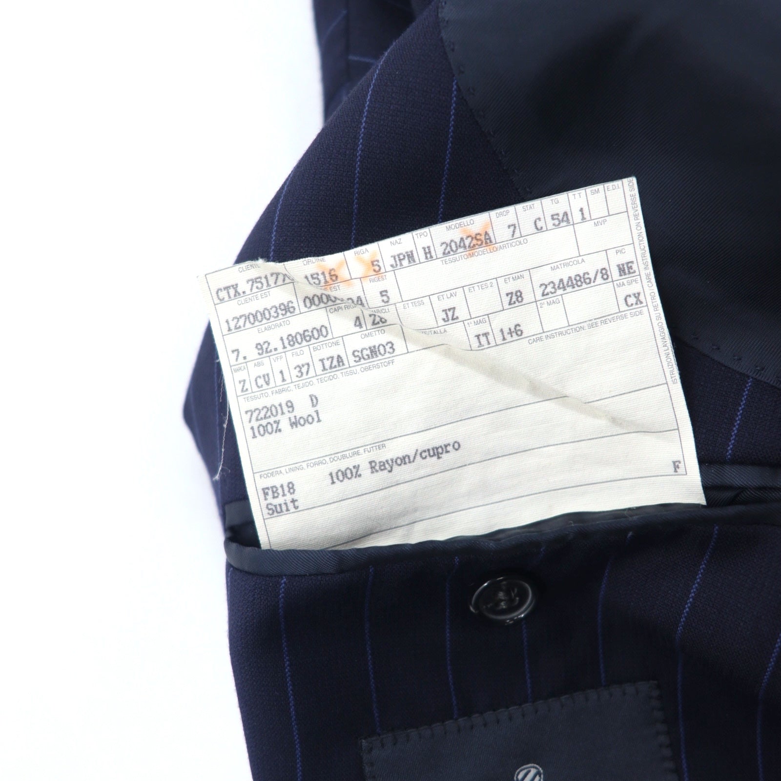Ermenegildo Zegna Made in Switzerland Giacca sartoriale 3 bottoni L Blu Navy Lana Rigata