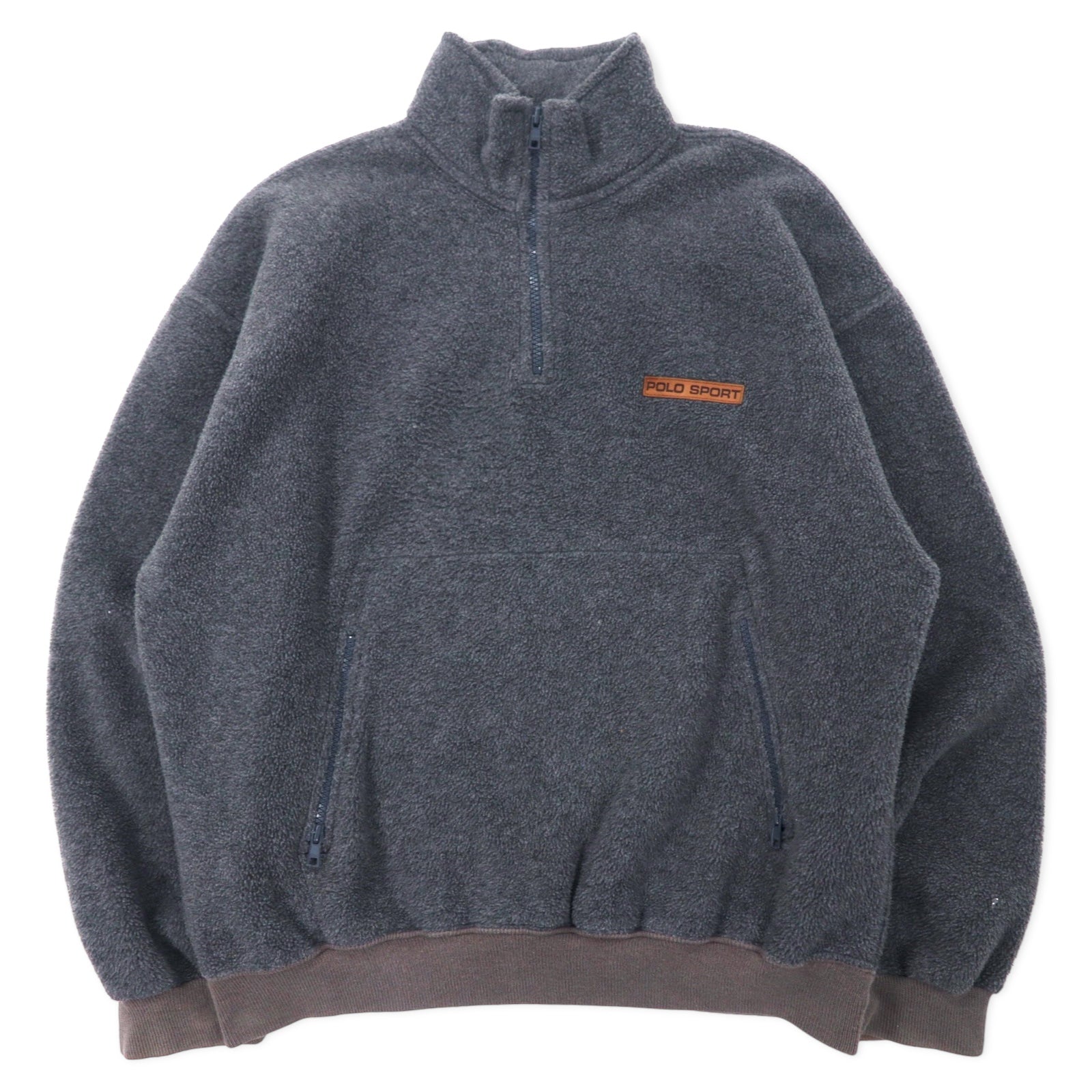 Polo by Ralph Lauren Giacca in pile con mezza zip L grigia in poliestere, prodotta in Canada