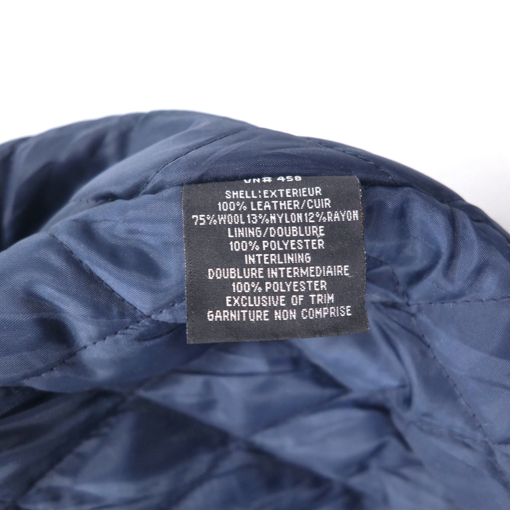TRIMARK Giacca college in Melton con inserti in pelle L Navy Nero Pelle Fodera trapuntata Thunder