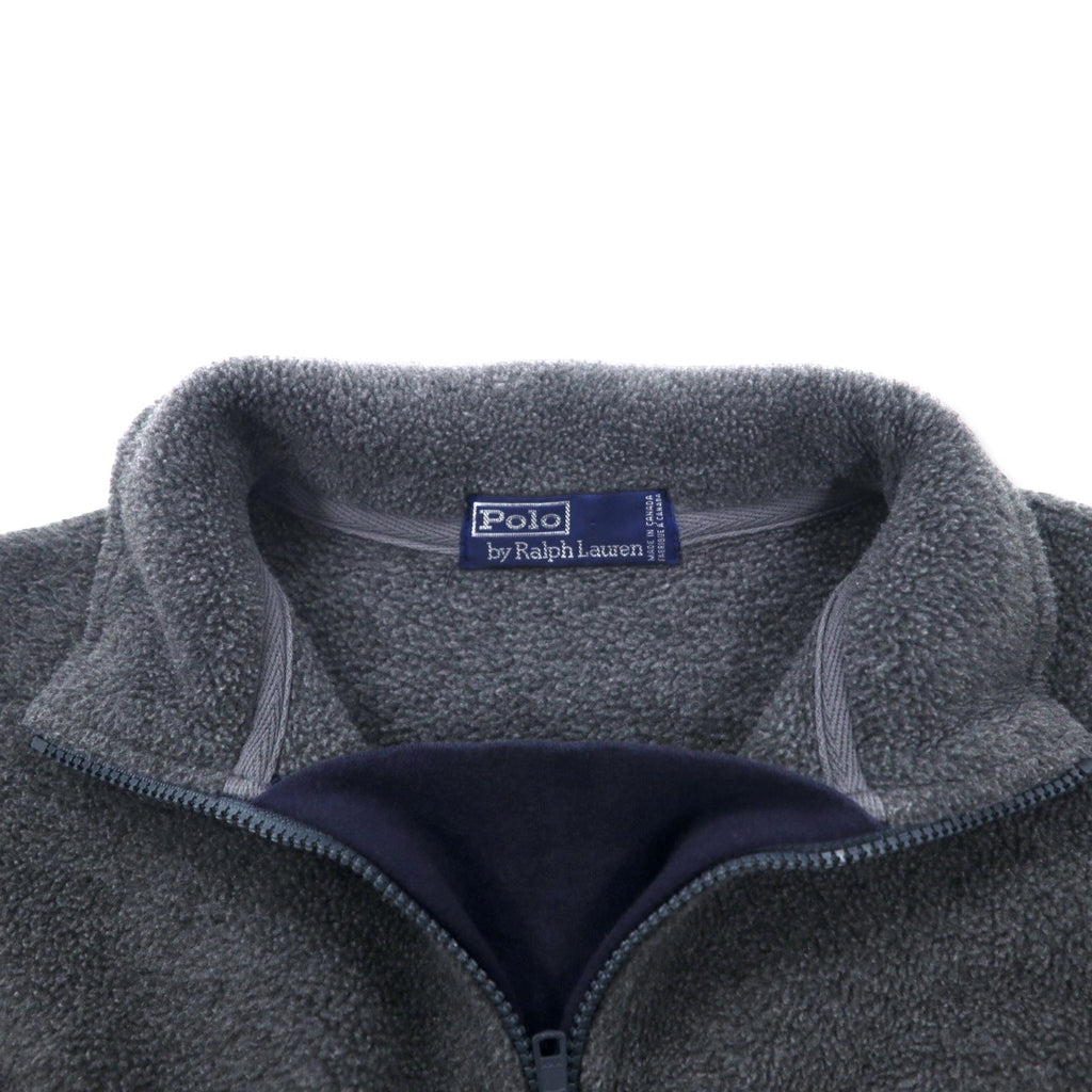 Polo by Ralph Lauren カナダ製 ハーフジップ フリースジャケット L グレー ポリエステル