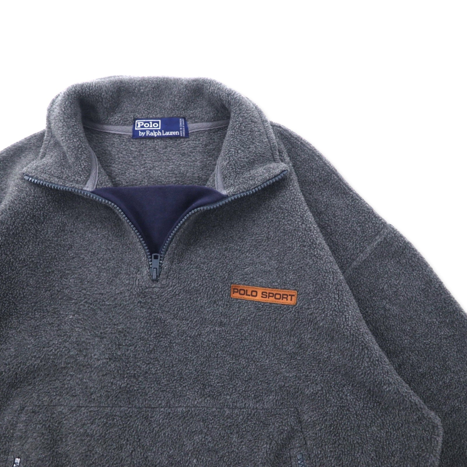 Polo by Ralph Lauren Giacca in pile con mezza zip L grigia in poliestere, prodotta in Canada