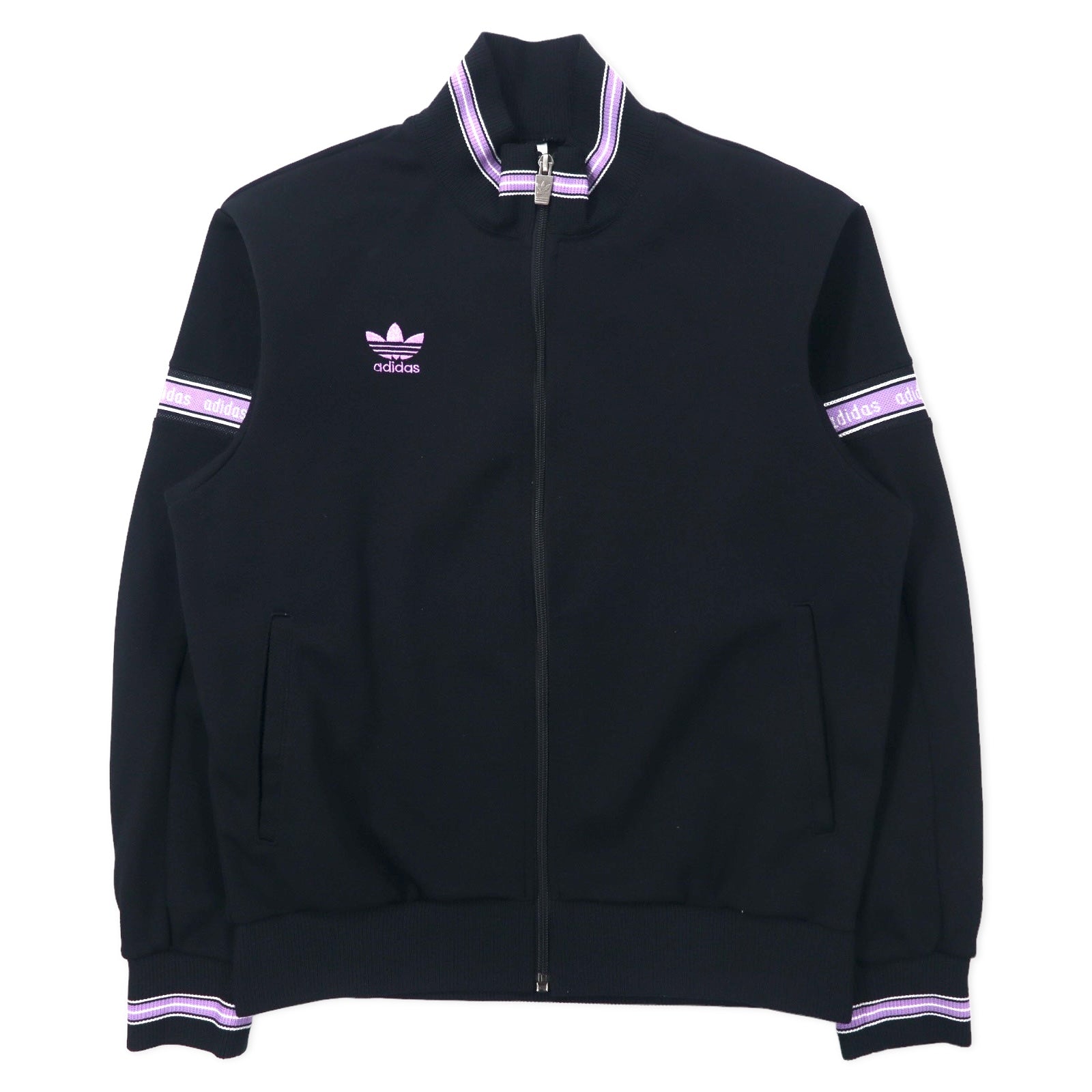 adidas anni '90 - Tuta sportiva (giacca) in poliestere nero taglia M con logo trifoglio, prodotta da Descente in Giappone