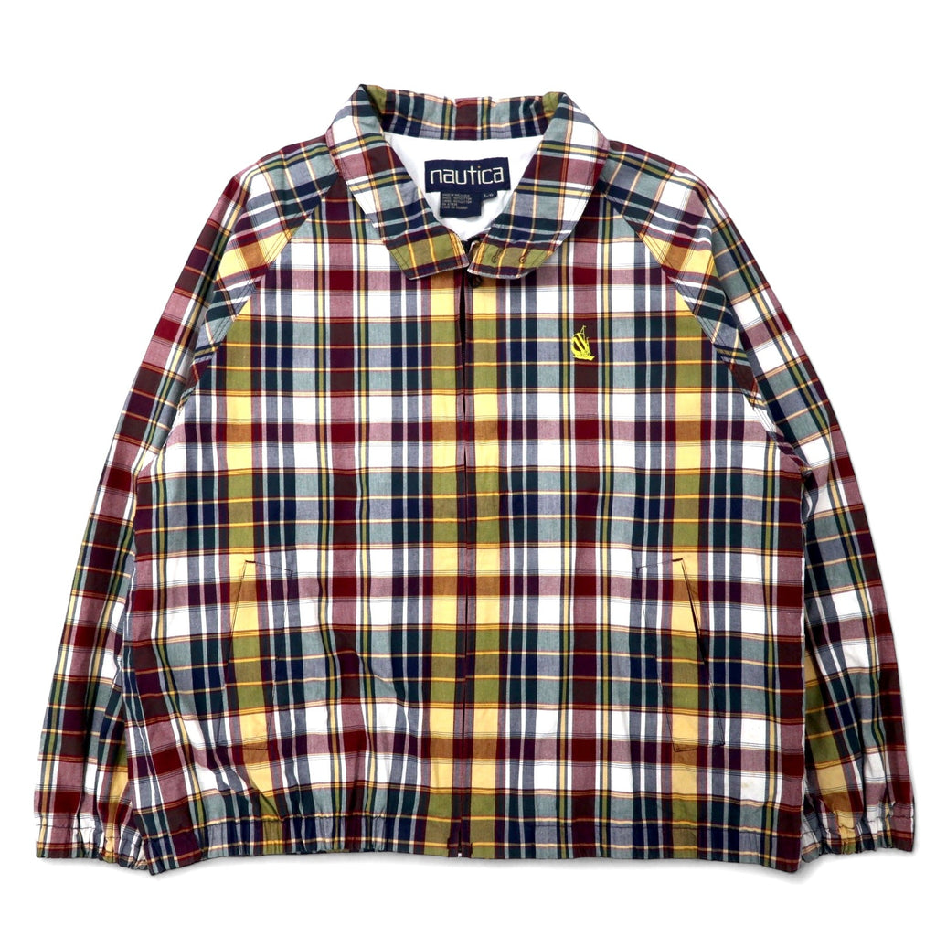 Giacca nautica Harrington anni '90, taglia L, motivo a quadri multicolore, in cotone con logo ricamato