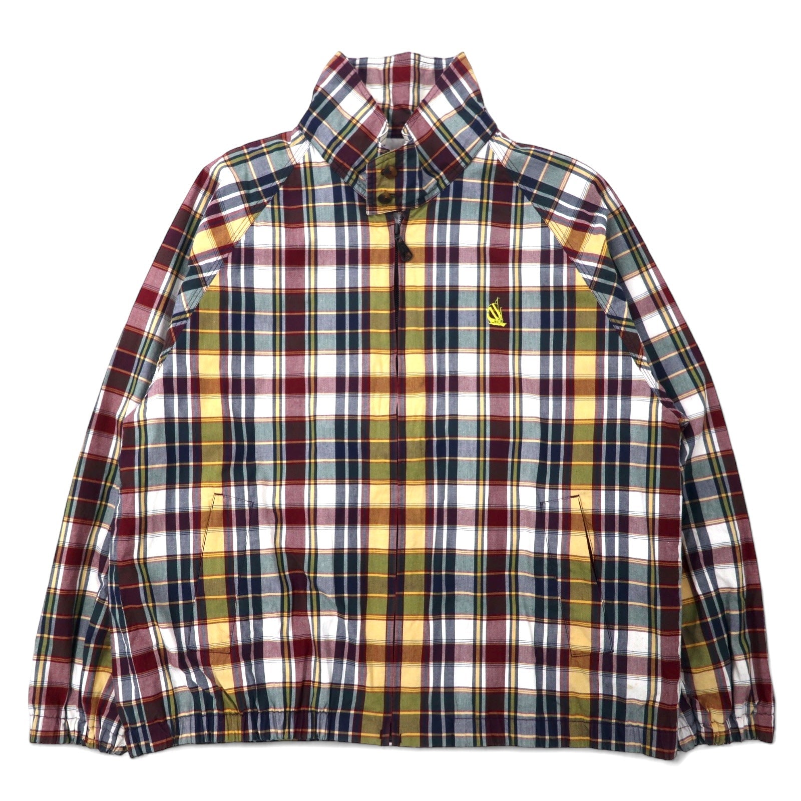 Giacca nautica Harrington anni '90, taglia L, motivo a quadri multicolore, in cotone con logo ricamato