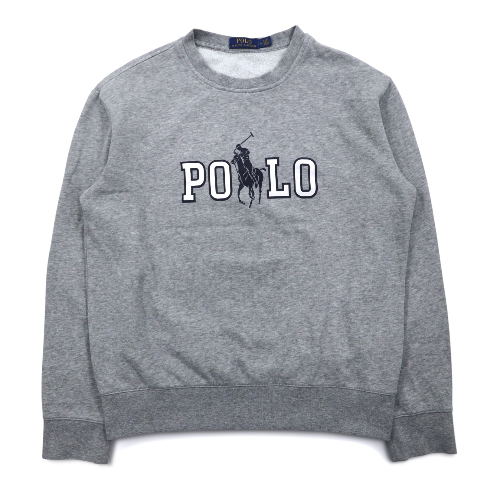 POLO RALPH LAUREN Big Pony logo stamp felpa M grigio cotone