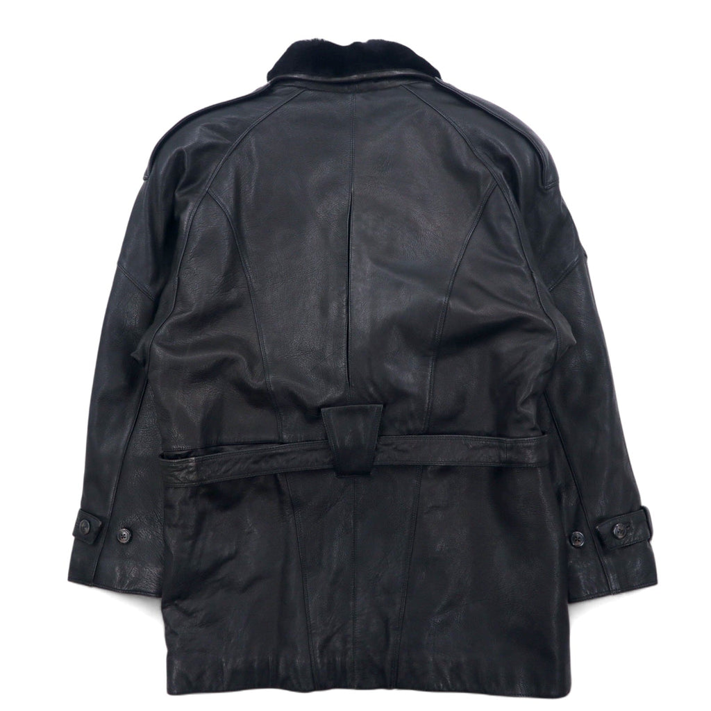 90年代 ペレペレ marc buchanan pelle pelle レザー ショールカラー ギャングコート M ブラック 牛革 襟ファー エポレット ベルト付き
