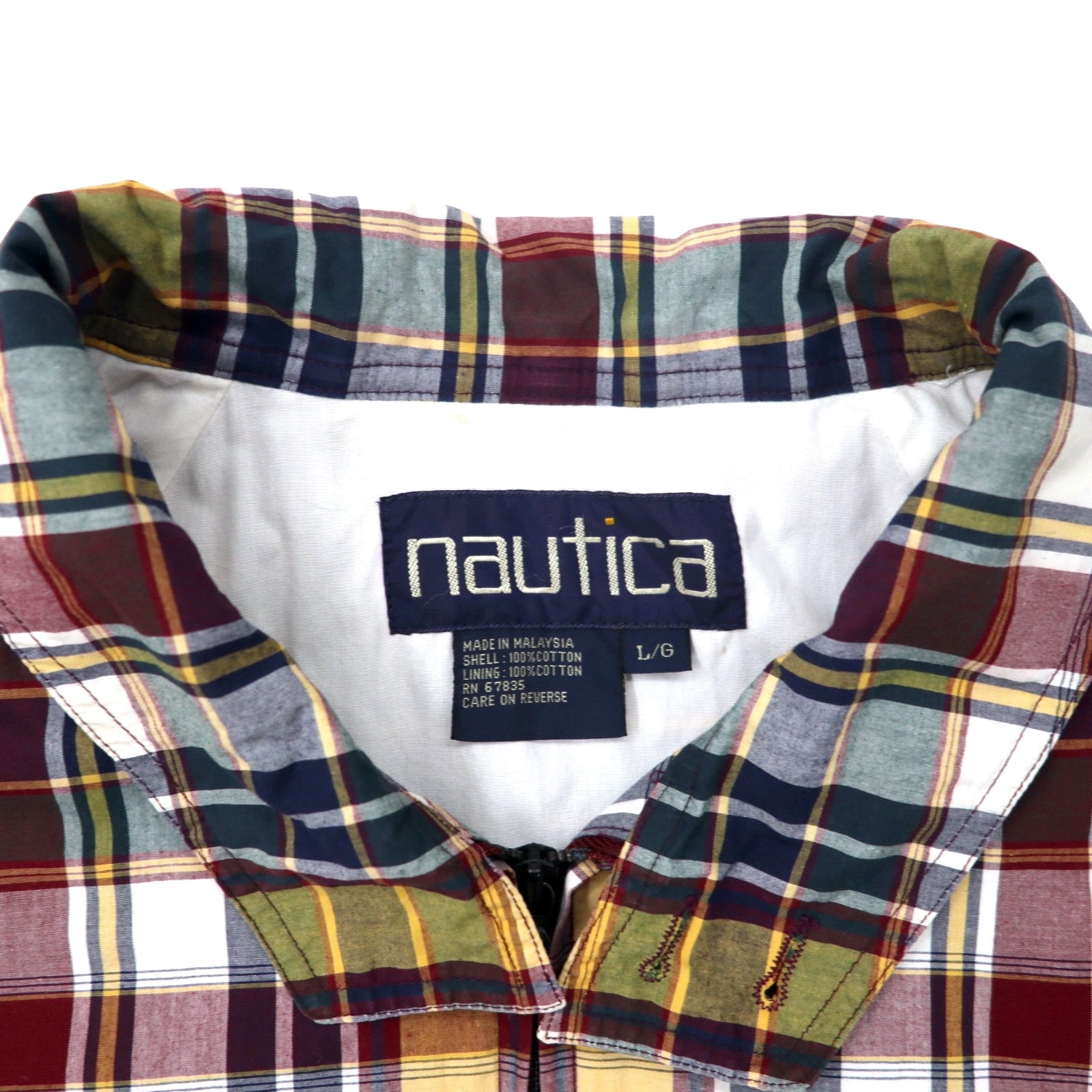 Giacca nautica Harrington anni '90, taglia L, motivo a quadri multicolore, in cotone con logo ricamato