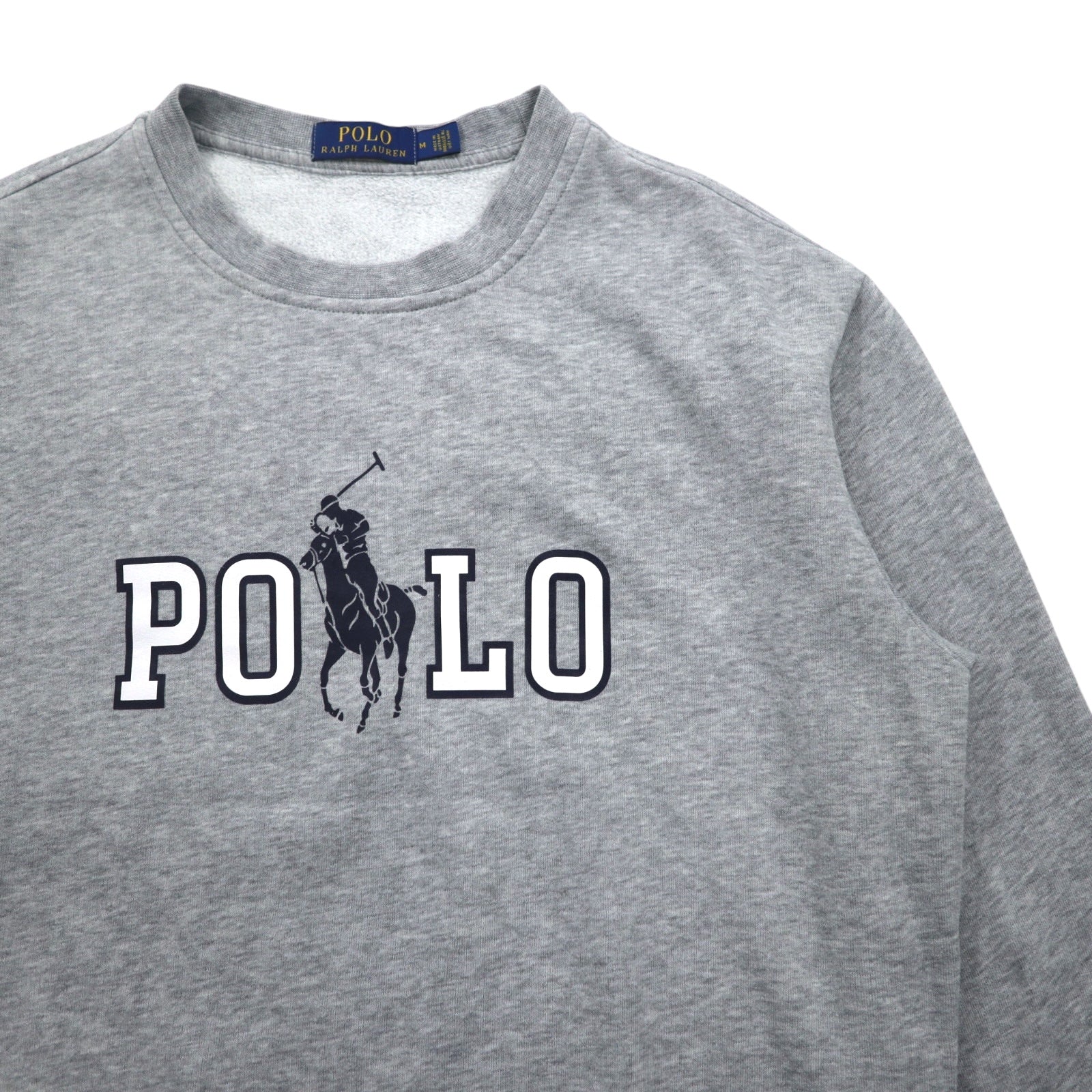 POLO RALPH LAUREN Big Pony logo stamp felpa M grigio cotone