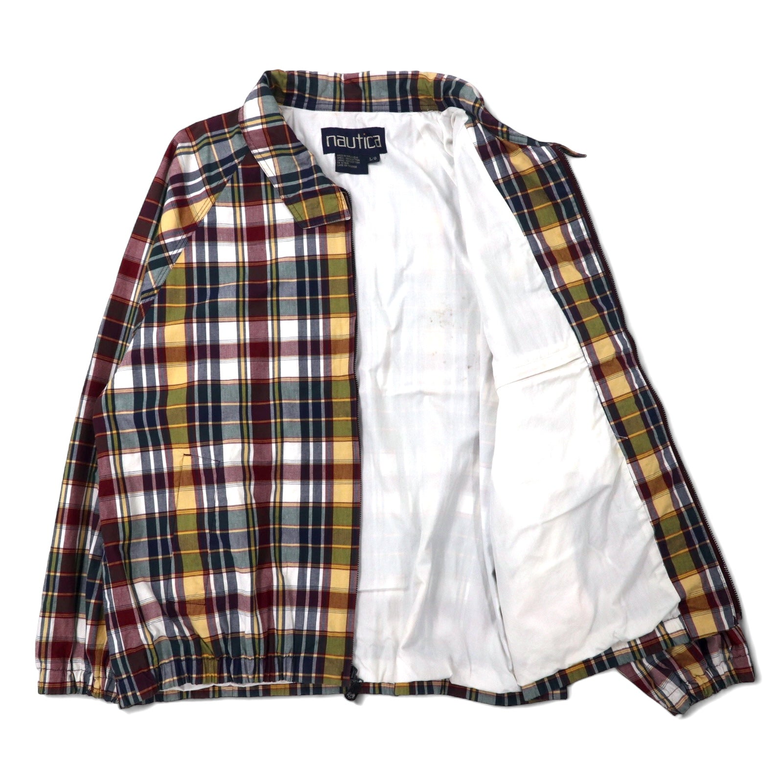 Giacca nautica Harrington anni '90, taglia L, motivo a quadri multicolore, in cotone con logo ricamato