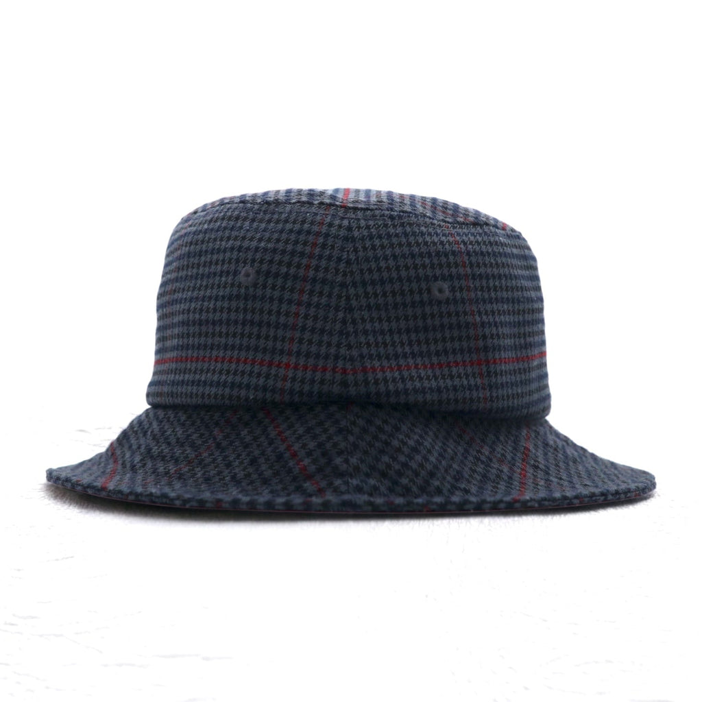stussy バケットハット L/XL グレー 千鳥格子 チェック ストックロゴ 刺繍 Big Logo Check Bucket Hat
