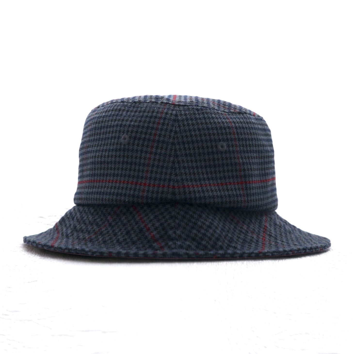 stussy バケットハット L/XL グレー 千鳥格子 チェック ストックロゴ 刺繍 Big Logo Check Bucket Hat