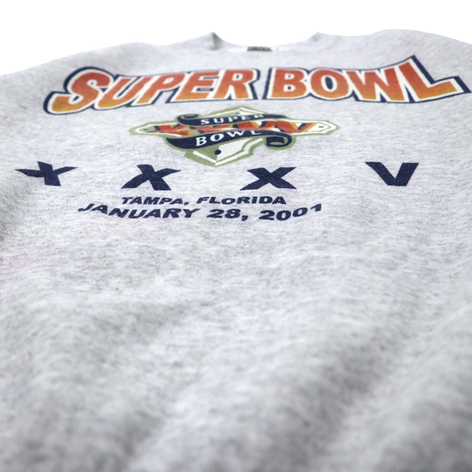 TULTEX Anni 2000 Stampa Felpa M Grigio Cotone Interno Felpato SUPER BOWL Made in Messico