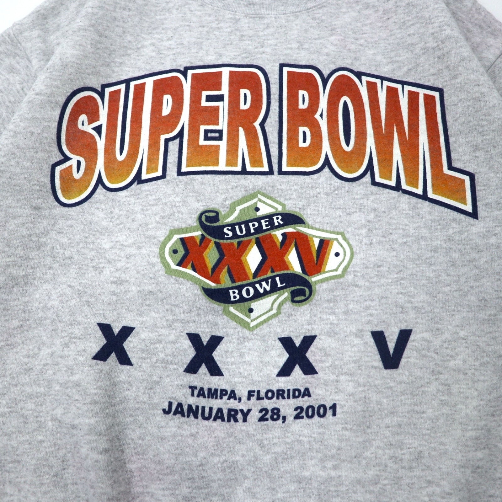 TULTEX Anni 2000 Stampa Felpa M Grigio Cotone Interno Felpato SUPER BOWL Made in Messico