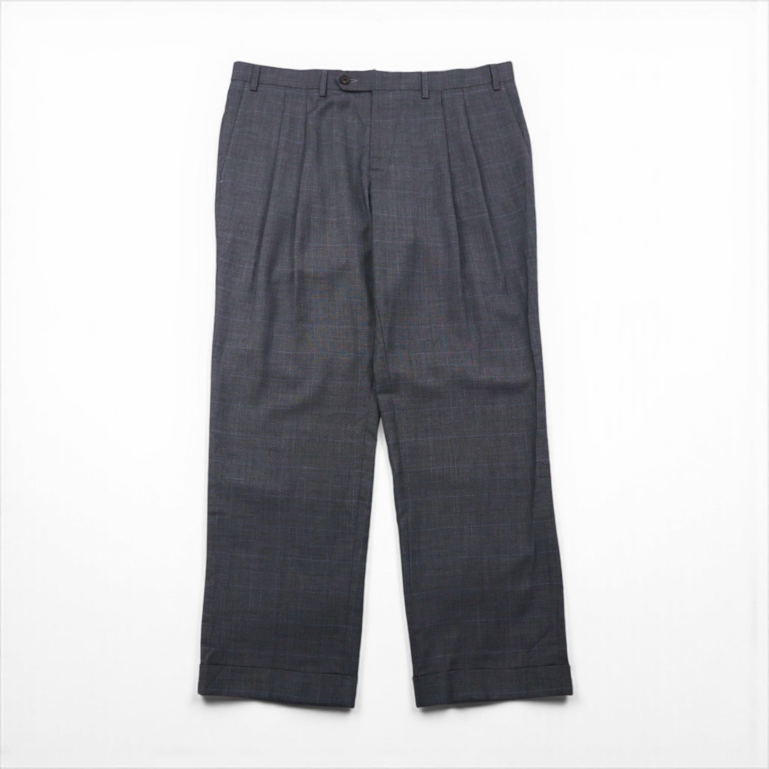 Ralph Lauren 90年代 2タック ワイド スラックス パンツ L グレー チェック ウォッシャブル プリーツ