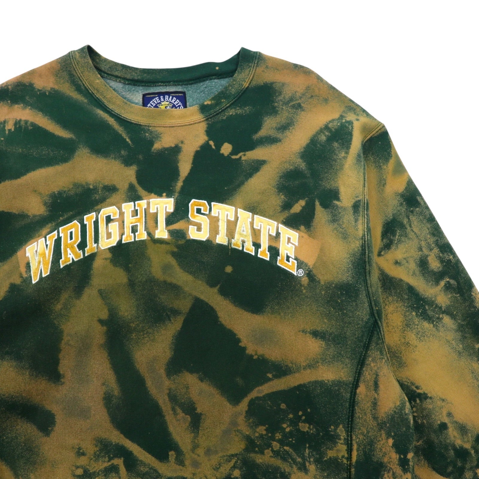 90年代 STEVE & BARRY’S リバースウィーブ REVERSE WEAVE スウェット XL グリーン コットン タイダイ 裏起毛 カレッジ WRIGHT STATE アーチロゴ