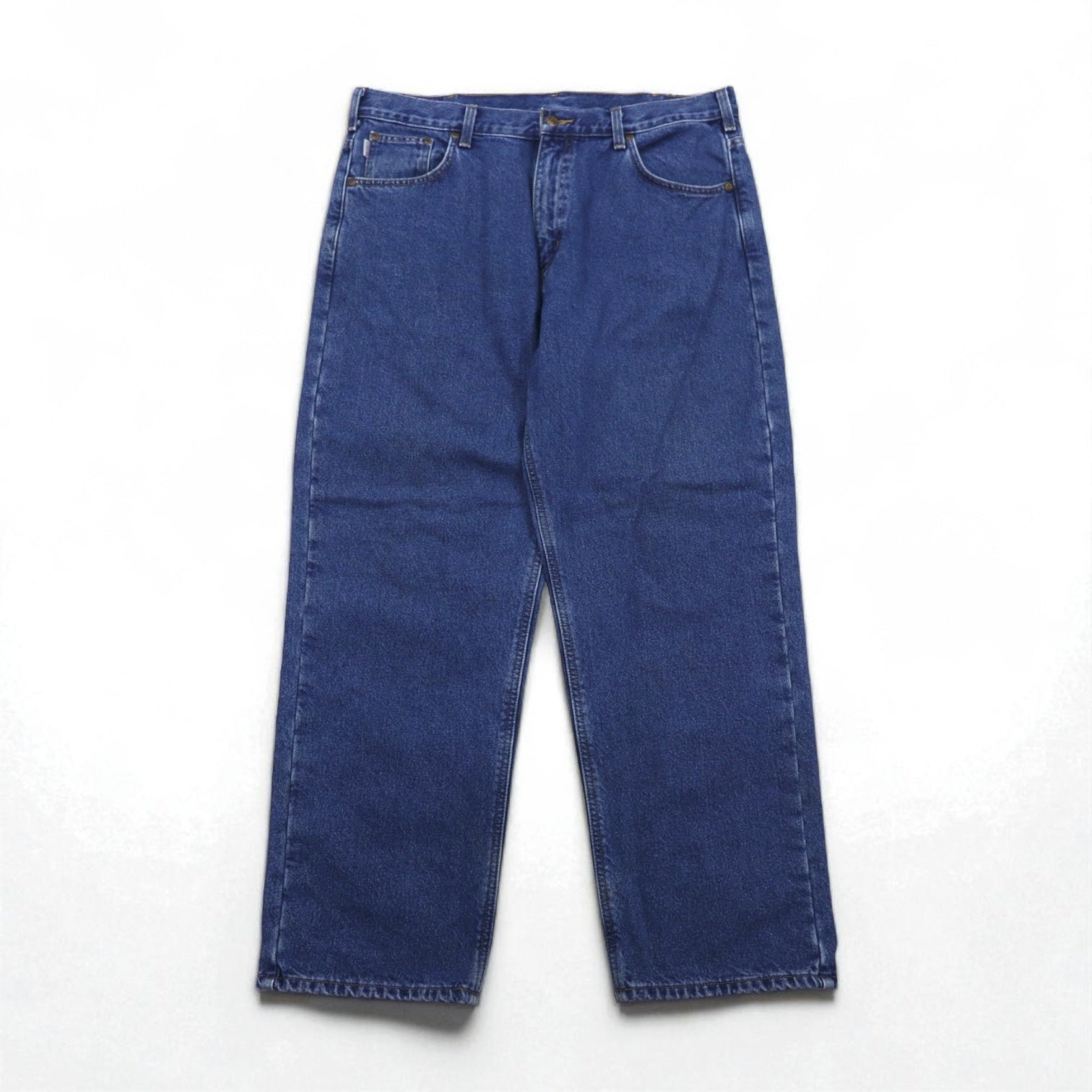 Carhartt, vestibilità relaxed, pantaloni in denim foderati in flanella, taglia XL, blu indaco, fodera a quadri, B172 DST, Made in Mexico