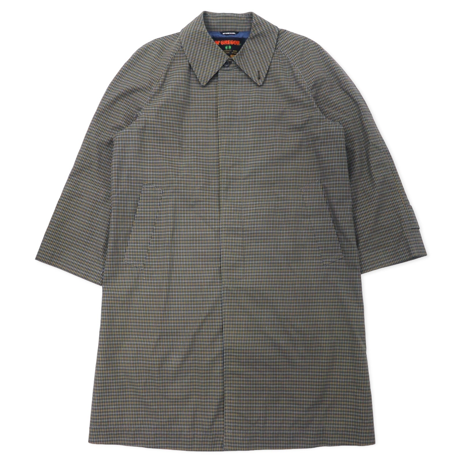 McGREGOR anni '90, trench coat, taglia L, grigio, fantasia Principe di Galles, cotone, Made in Japan