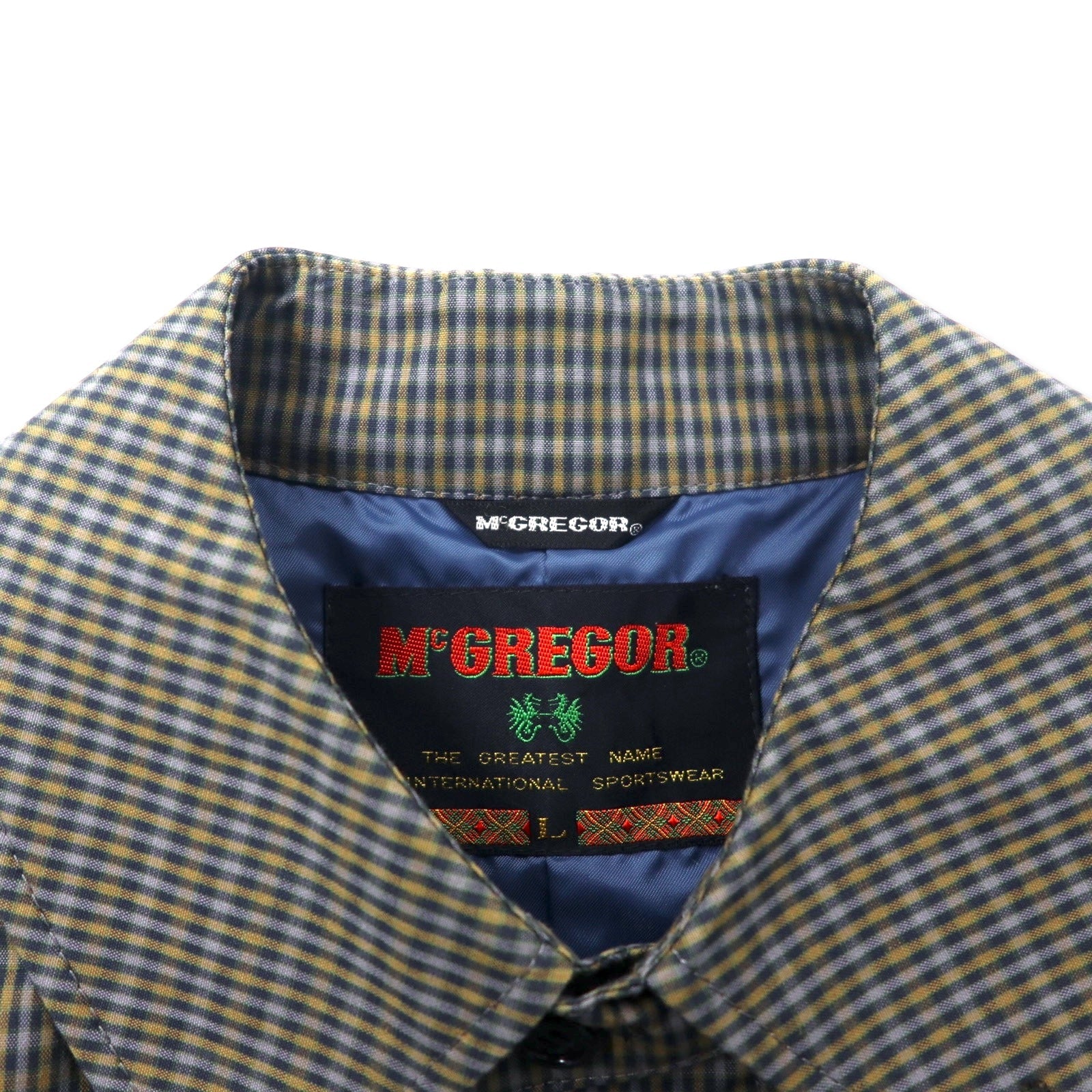 McGREGOR anni '90, trench coat, taglia L, grigio, fantasia Principe di Galles, cotone, Made in Japan