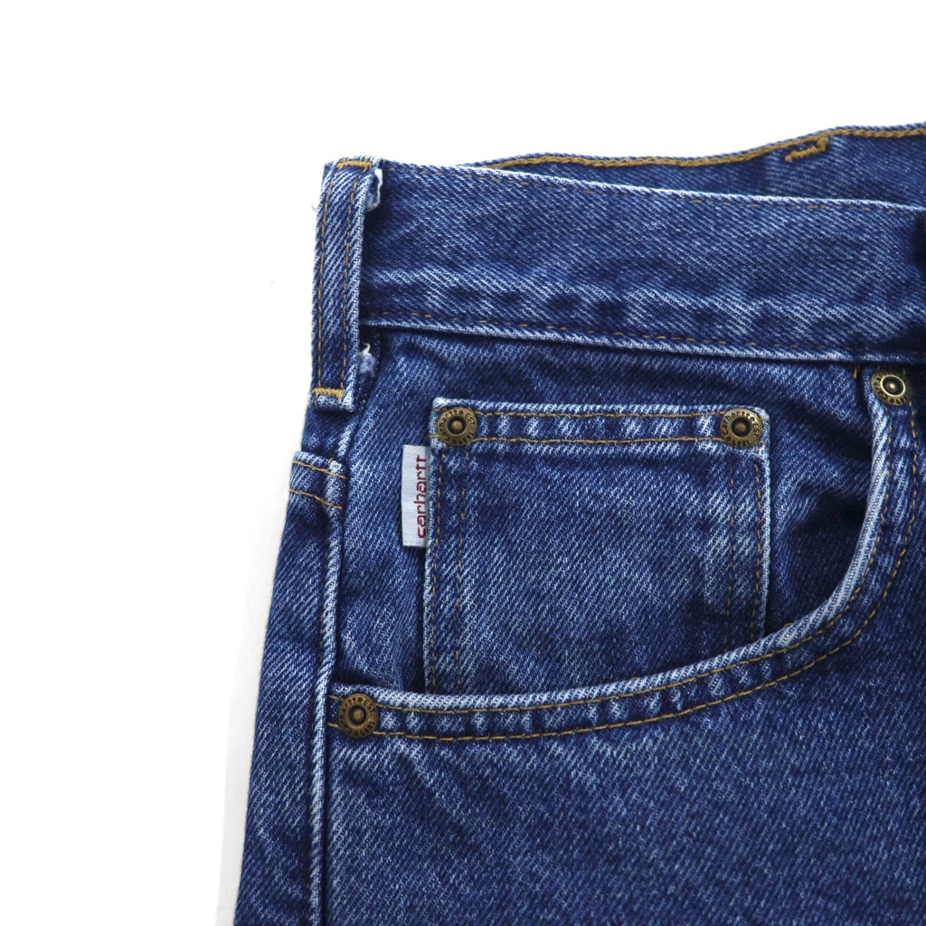 Carhartt, vestibilità relaxed, pantaloni in denim foderati in flanella, taglia XL, blu indaco, fodera a quadri, B172 DST, Made in Mexico