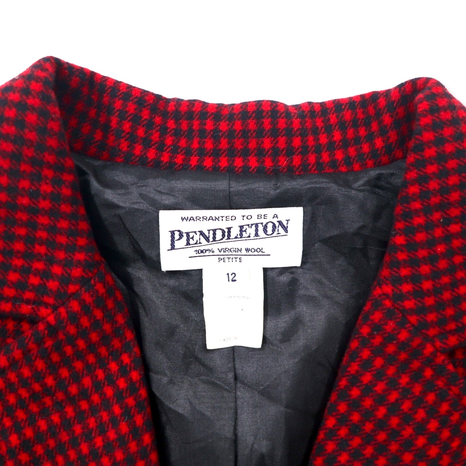 PENDLETON USA 90s Giacca sartoriale monopetto 2 bottoni 12 Rossa Stampa Gun Club Check in Lana