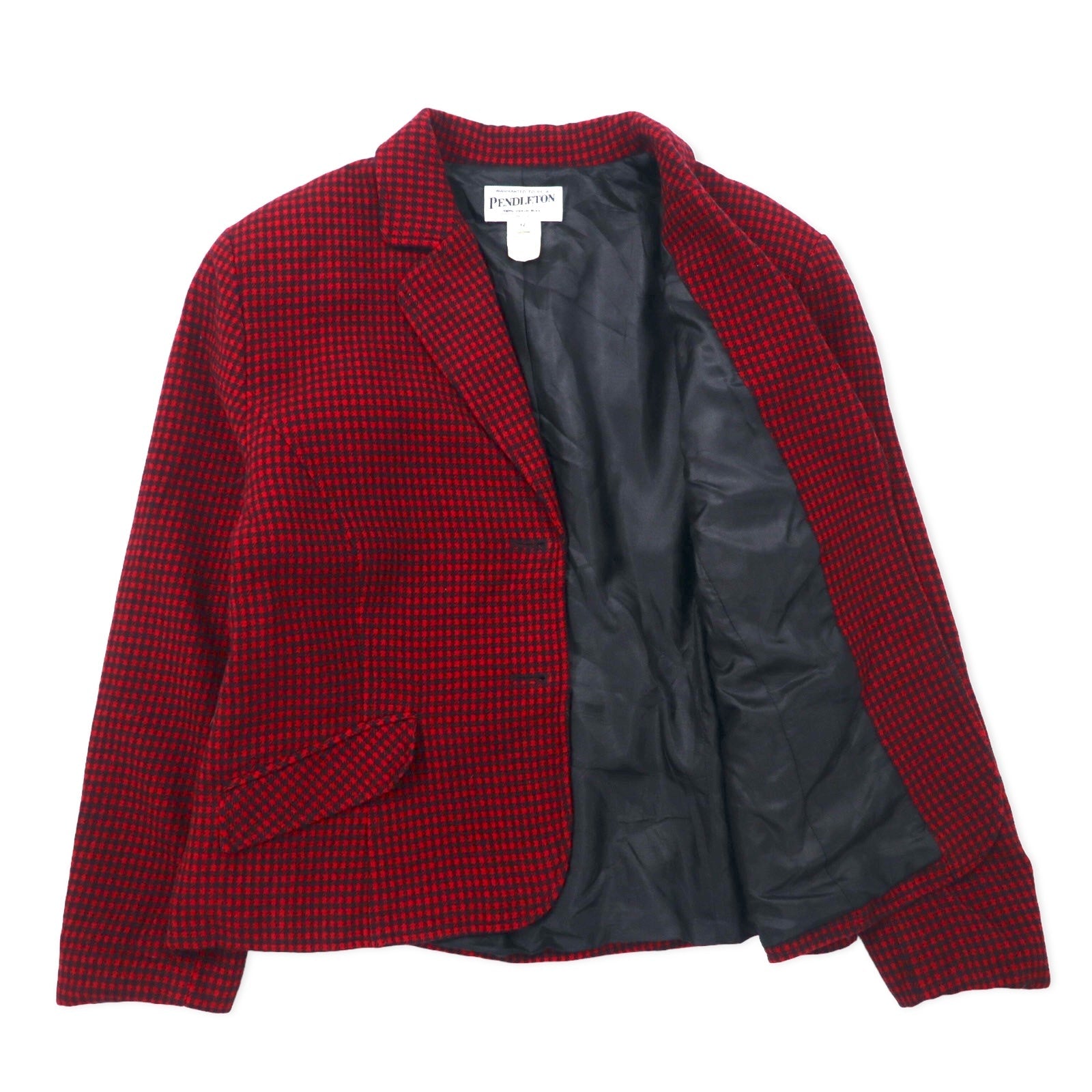 PENDLETON USA 90s Giacca sartoriale monopetto 2 bottoni 12 Rossa Stampa Gun Club Check in Lana
