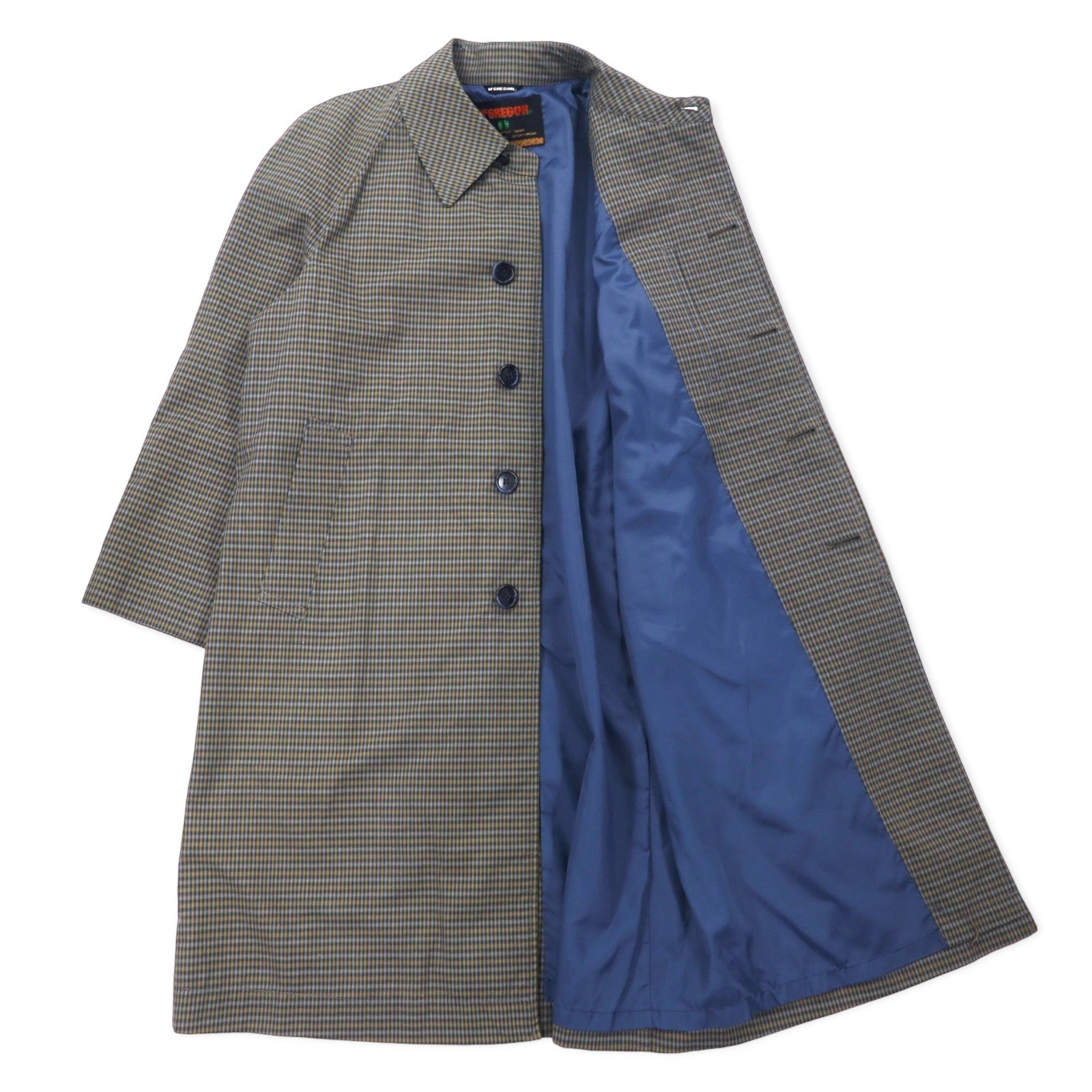 McGREGOR anni '90, trench coat, taglia L, grigio, fantasia Principe di Galles, cotone, Made in Japan