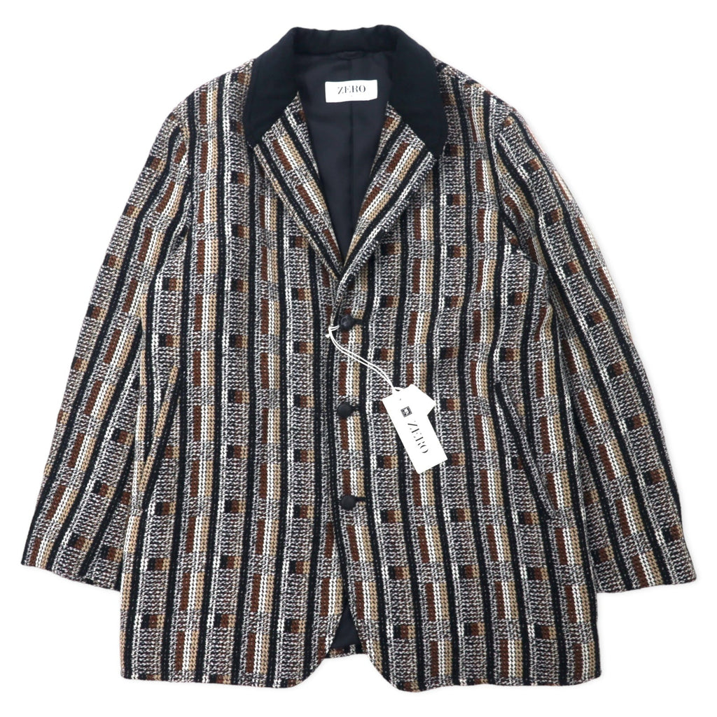 Giacca monopetto in maglia ZERO Blanket, taglia M, fantasia pied de poule multicolor all-over, in lana, made in Japan, nuova con etichette
