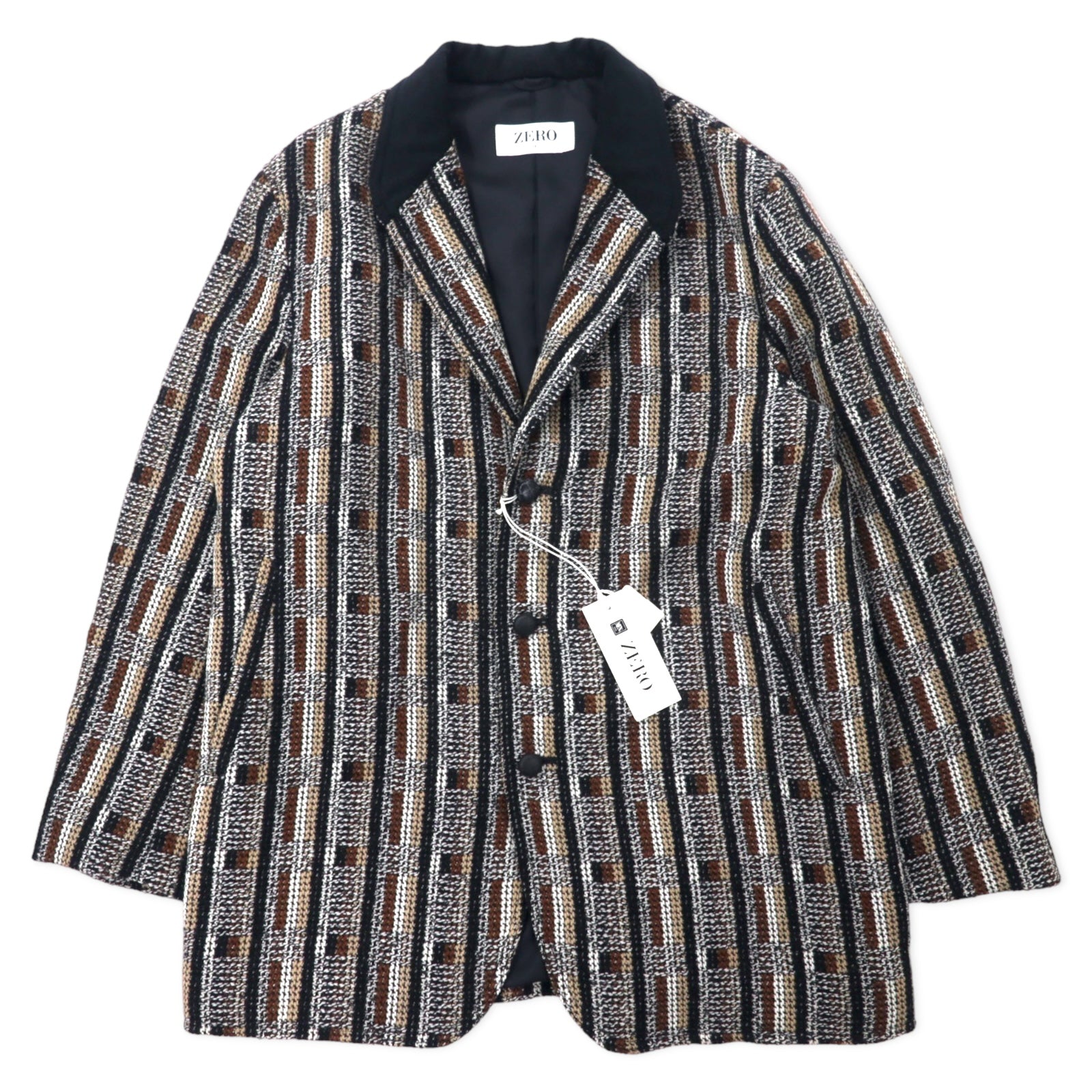 Giacca monopetto in maglia ZERO Blanket, taglia M, fantasia pied de poule multicolor all-over, in lana, made in Japan, nuova con etichette