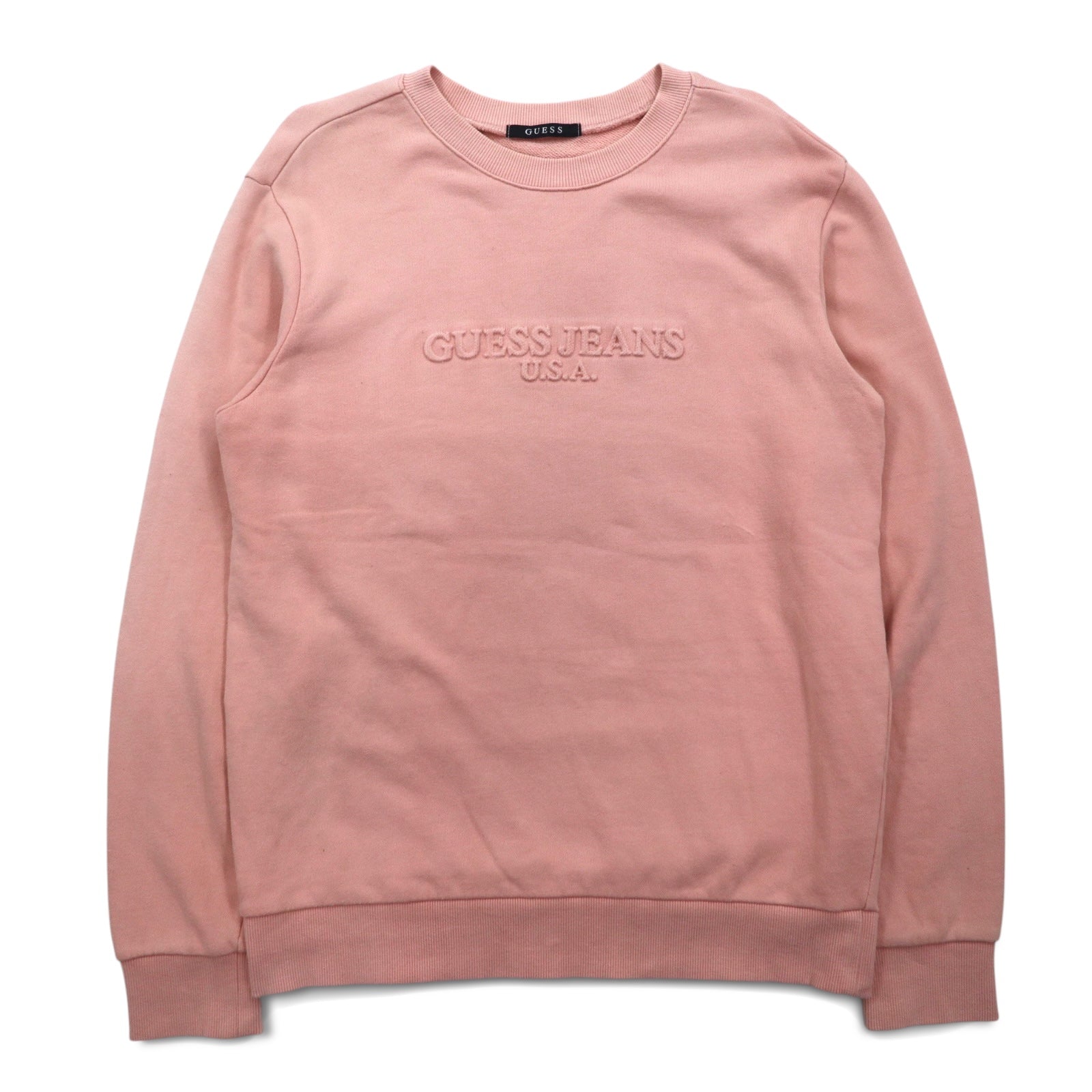GUESS JEANS U.S.A. Felpa girocollo con logo in rilievo M cotone rosa