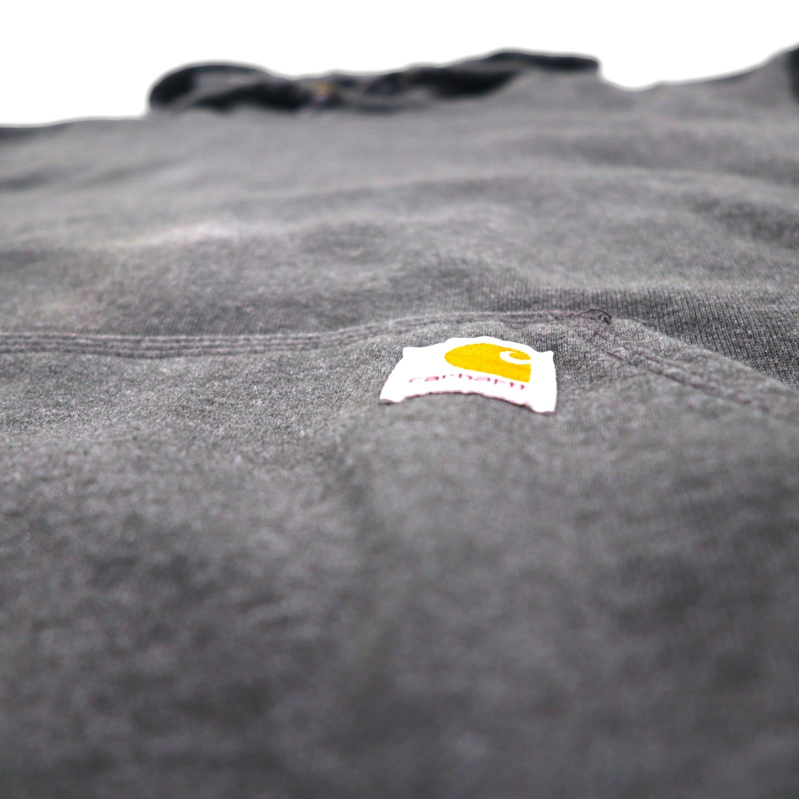 carhartt プルオーバー パーカー L グレー ORIGINAL FIT オリジナルフィット 袖 プリント フロントポケット