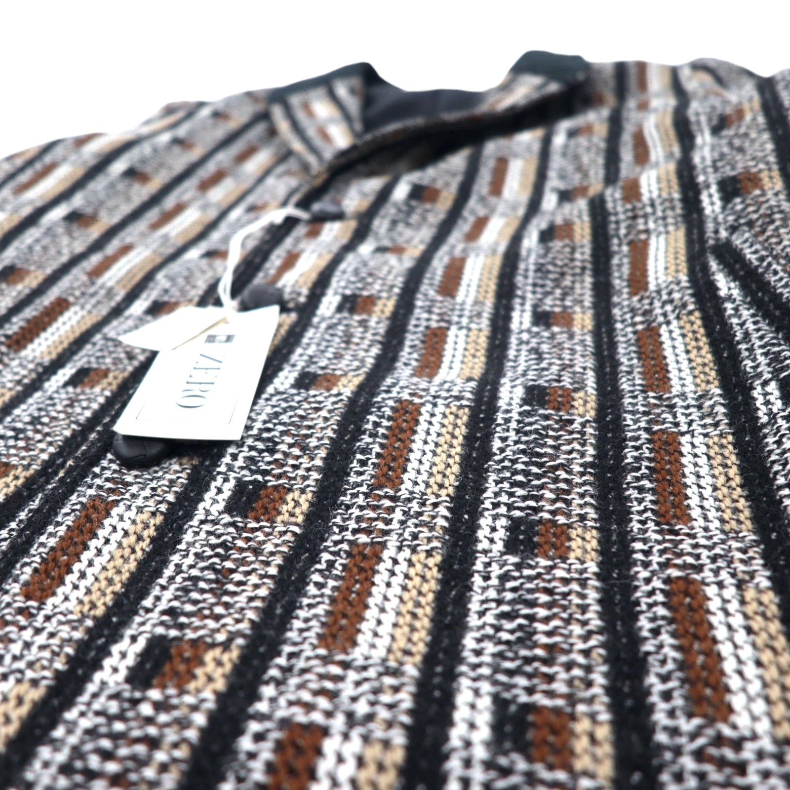 Giacca monopetto in maglia ZERO Blanket, taglia M, fantasia pied de poule multicolor all-over, in lana, made in Japan, nuova con etichette