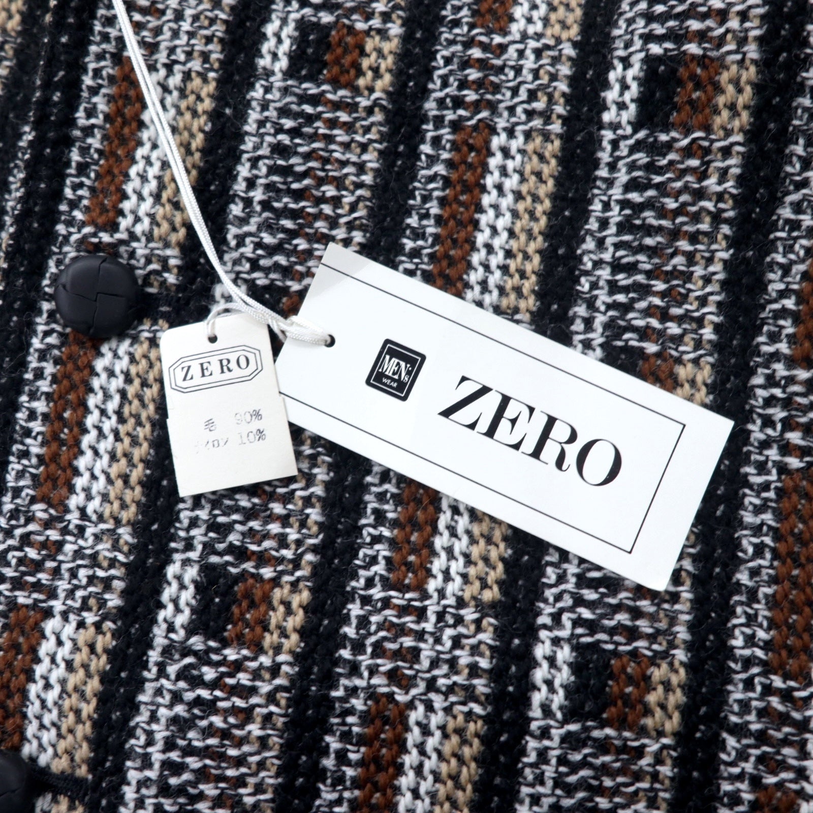 Giacca monopetto in maglia ZERO Blanket, taglia M, fantasia pied de poule multicolor all-over, in lana, made in Japan, nuova con etichette
